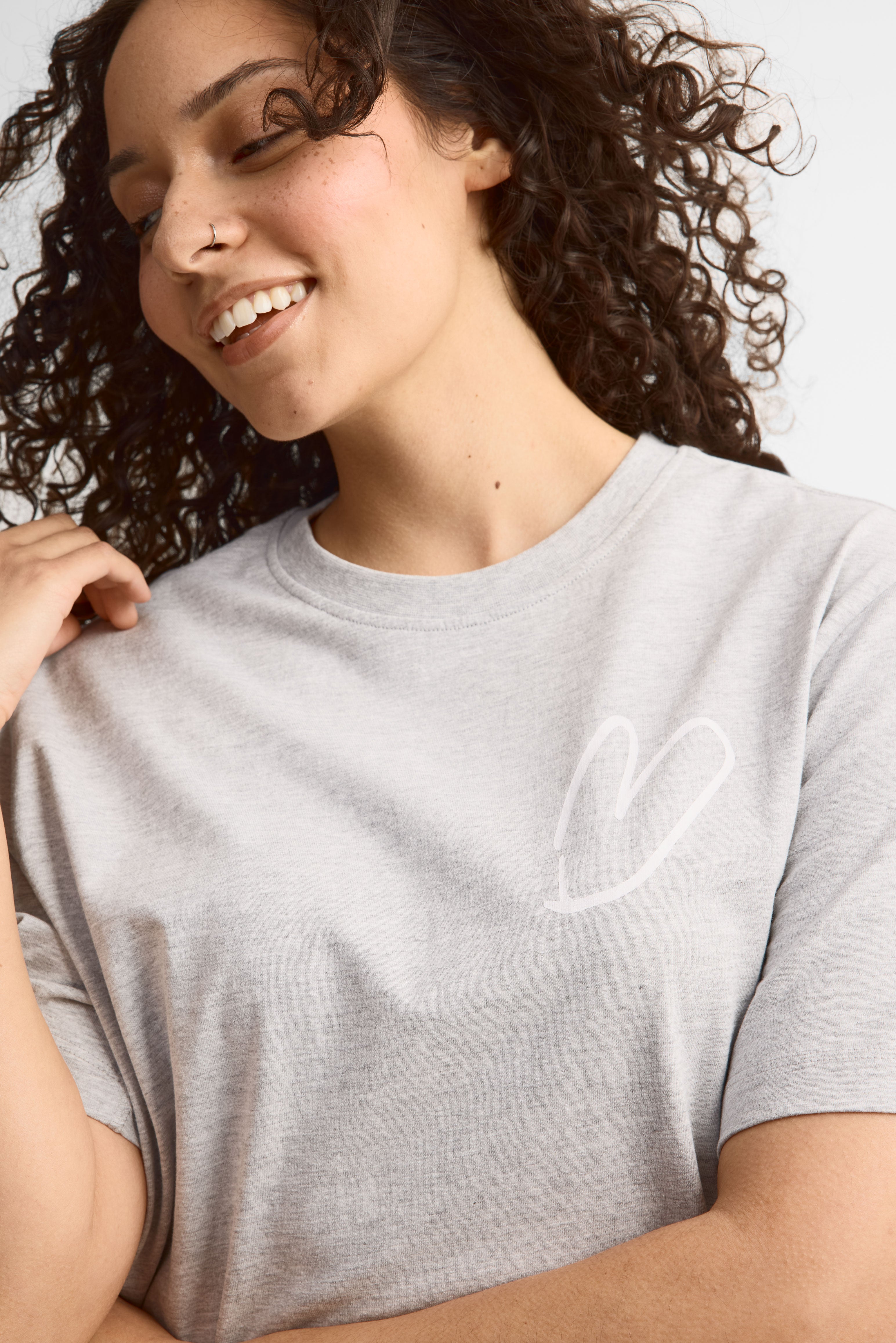 T-shirt col rond imprimé - Adulte unisexe && GRIS MIXTE