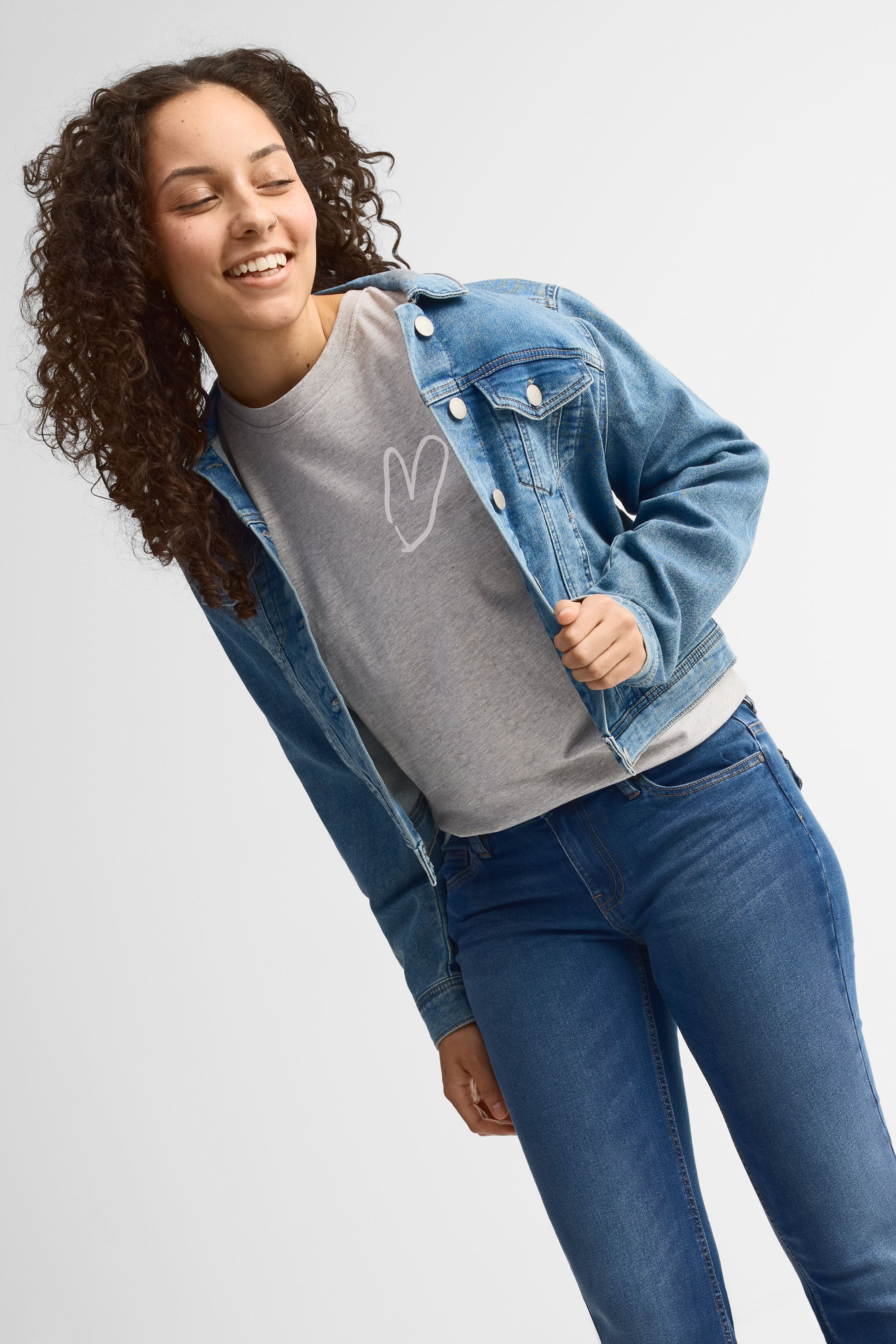 T-shirt col rond imprimé - Adulte unisexe && GRIS MIXTE