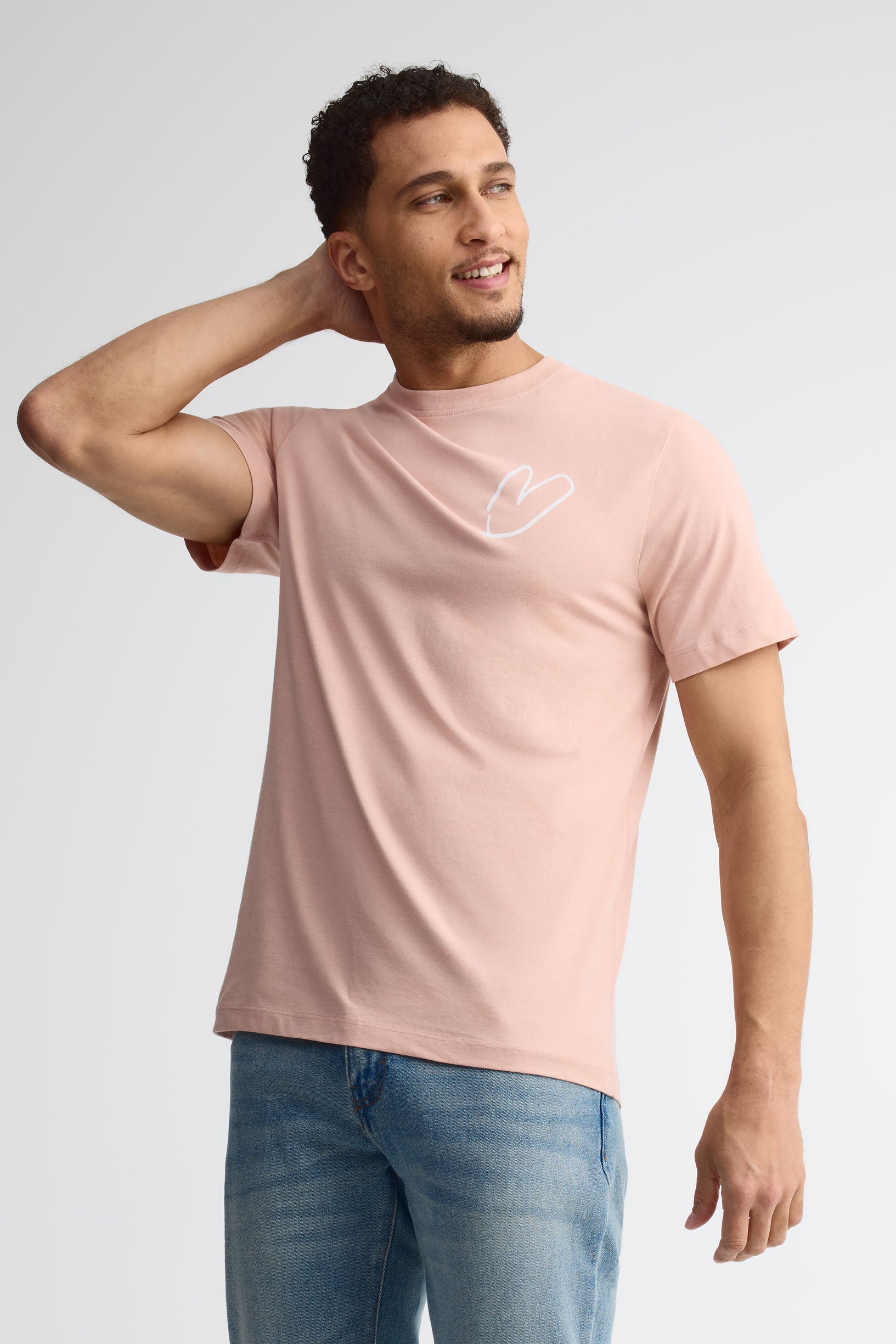 T-shirt col rond imprimé - Adulte unisexe && VIEUX ROSE