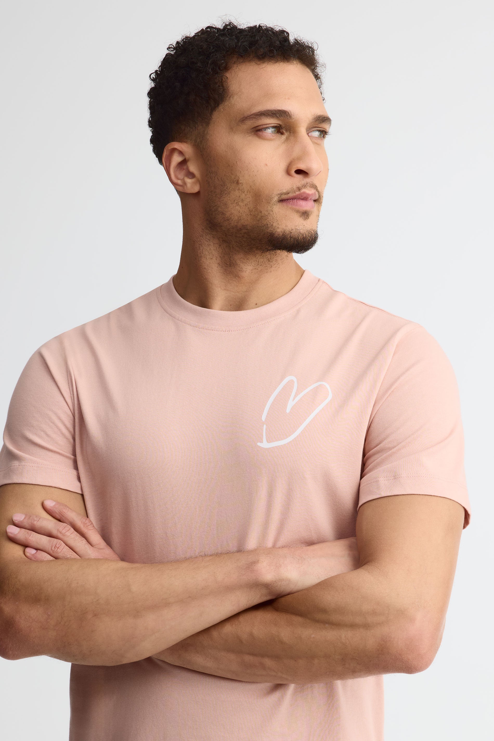 T-shirt col rond imprimé - Adulte unisexe && VIEUX ROSE