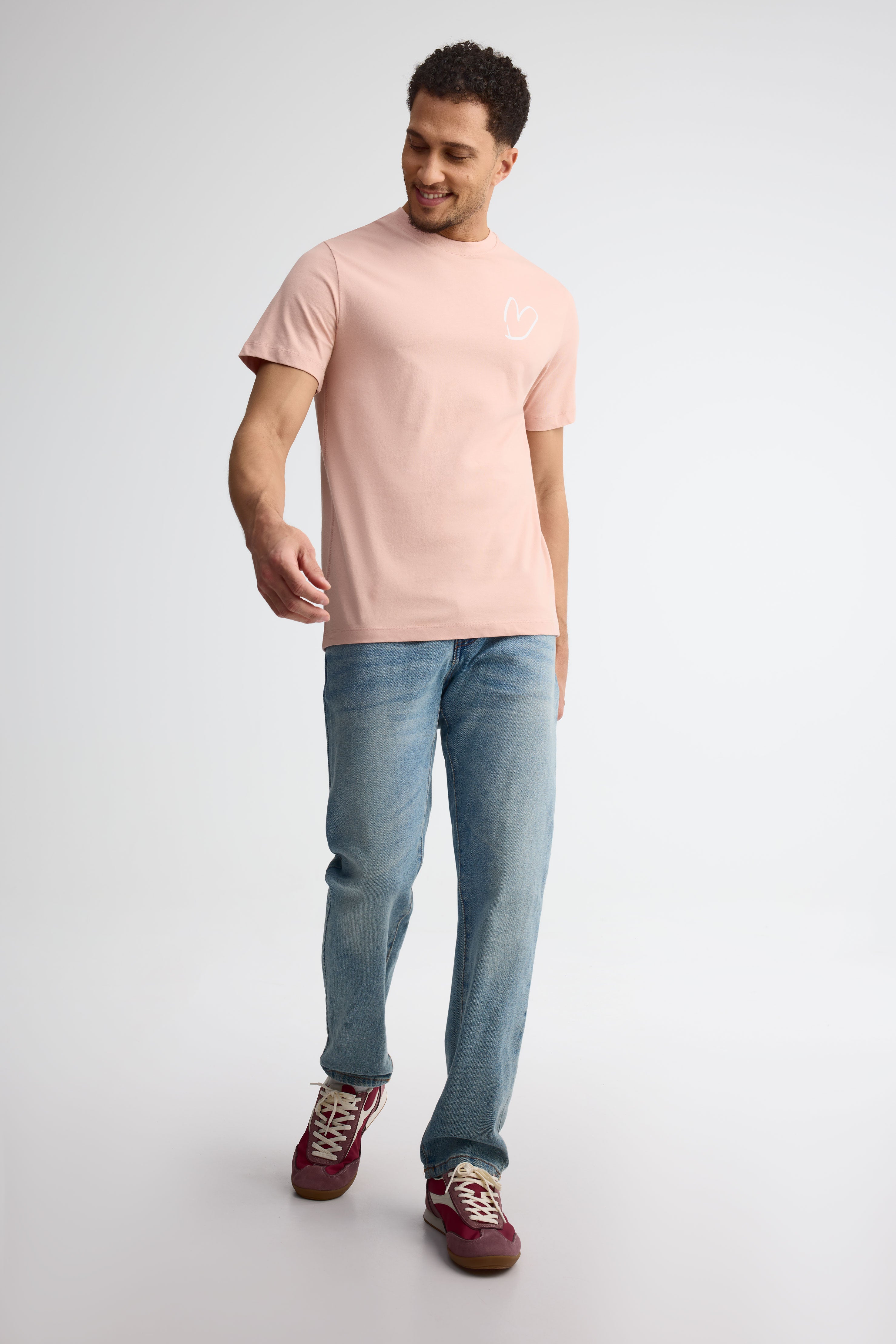 T-shirt col rond imprimé - Adulte unisexe && VIEUX ROSE