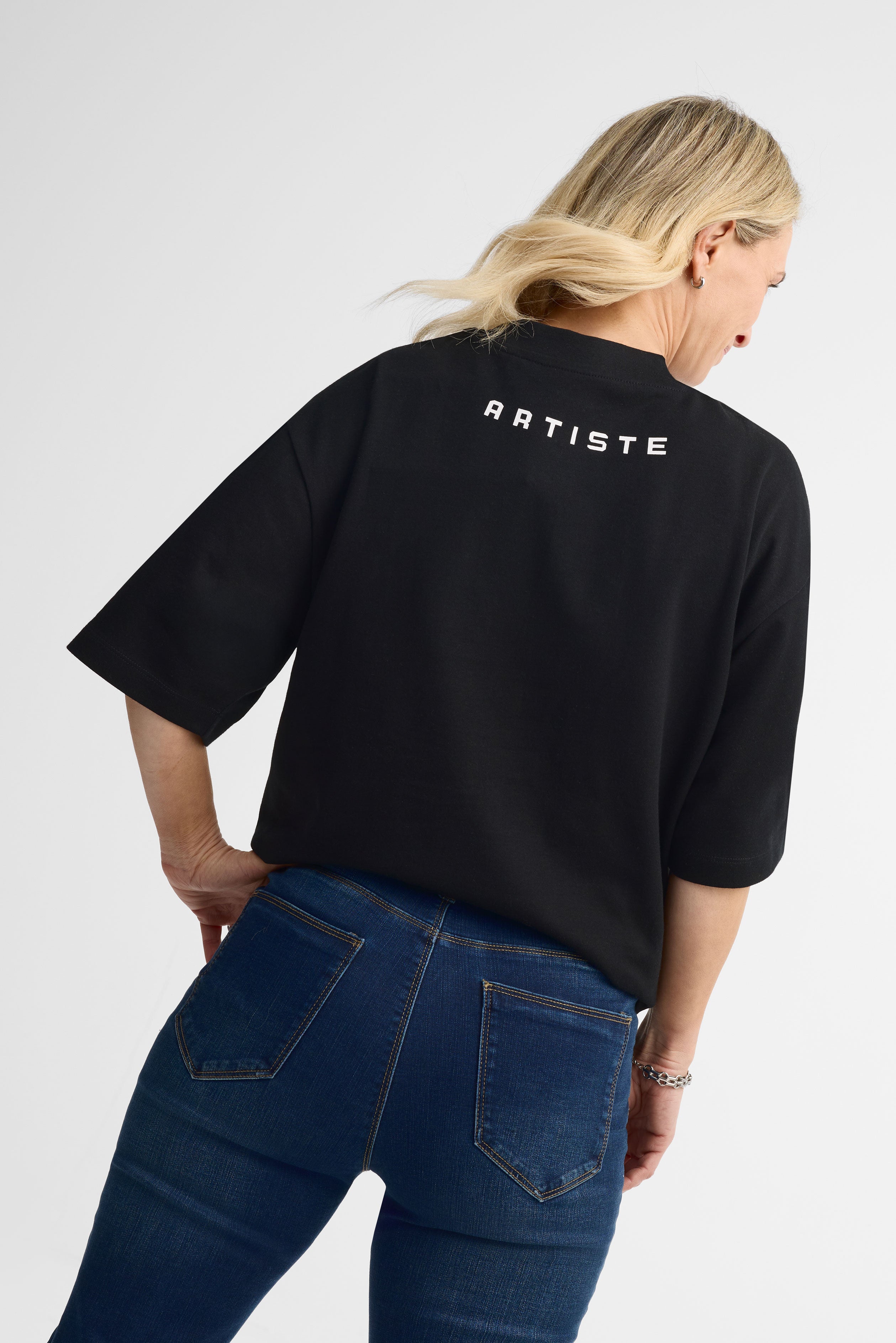 T-shirt col rond imprimé - Adulte unisexe && NOIR