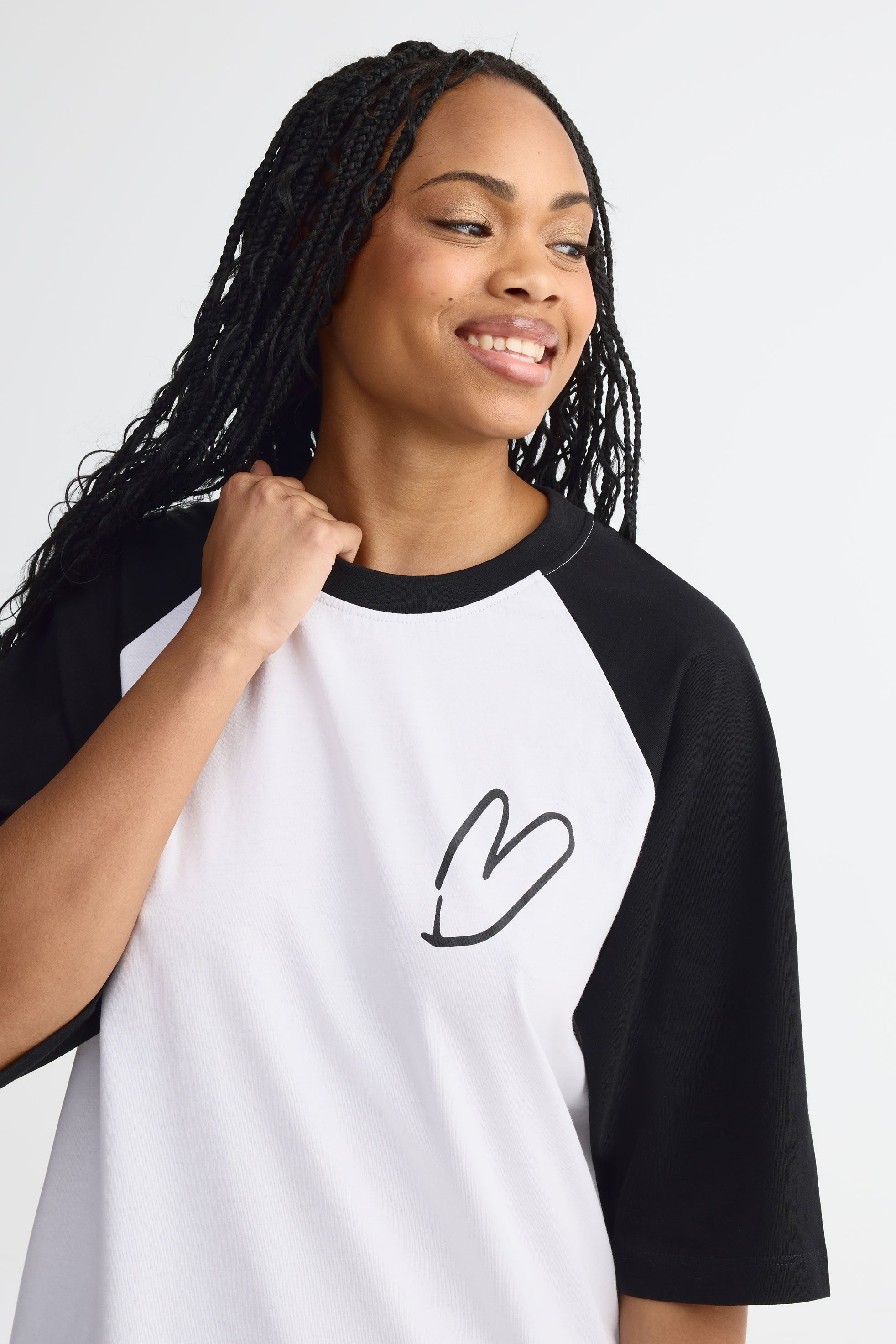 T-shirt col rond imprimé - Adulte unisexe && BLANC/NOIR