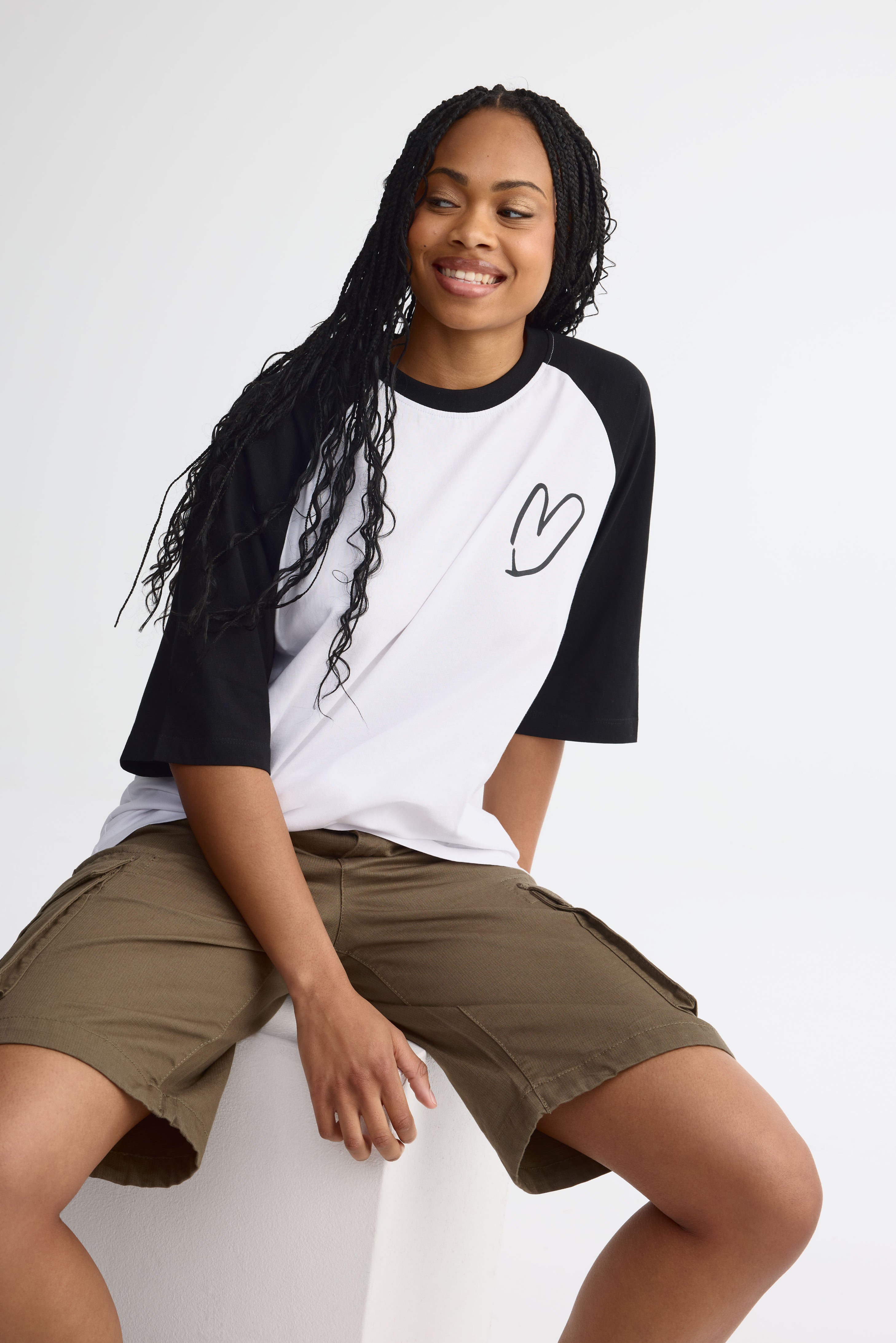T-shirt col rond imprimé - Adulte unisexe && BLANC/NOIR