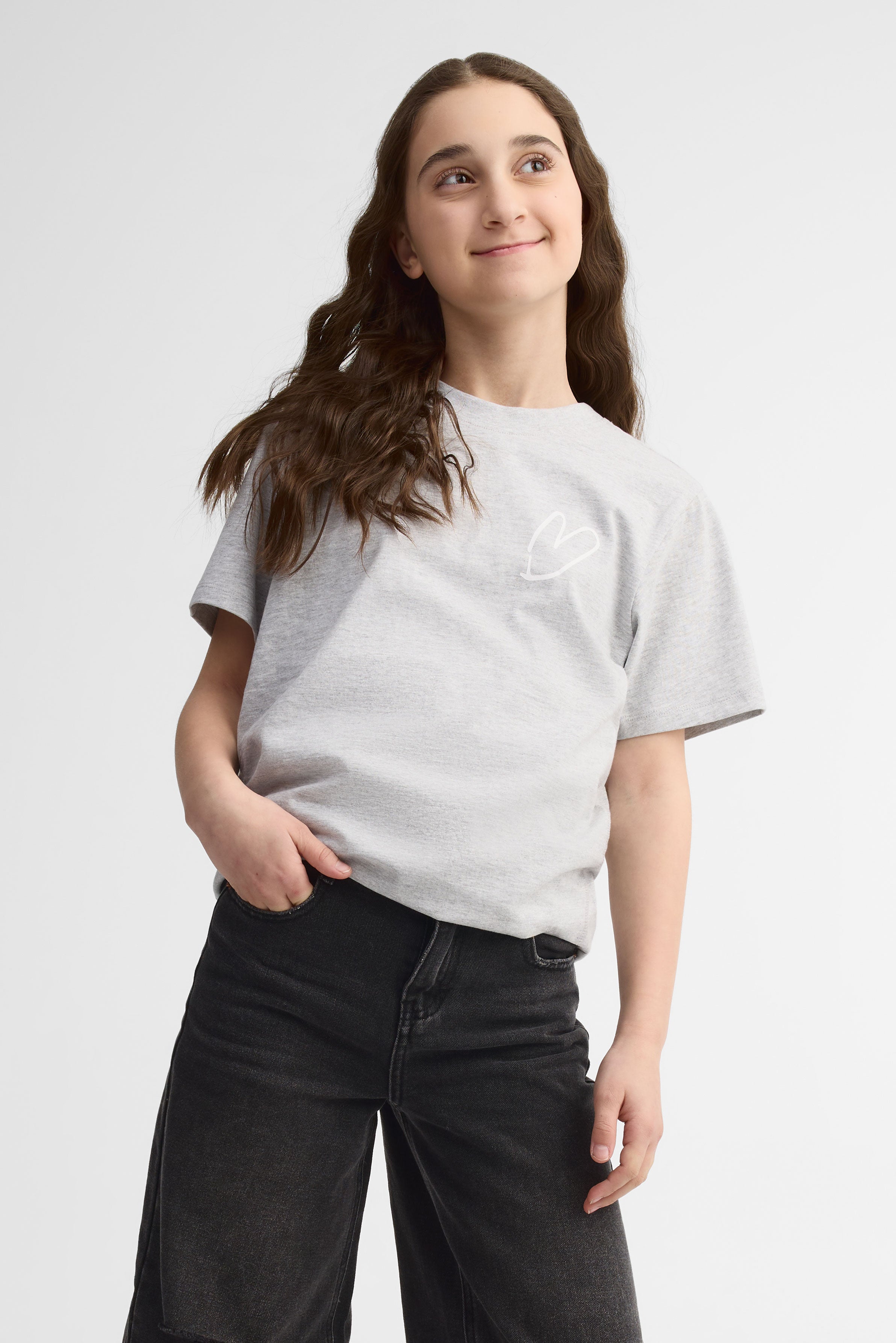 T-shirt col rond imprimé - Ado unisexe && GRIS MIXTE