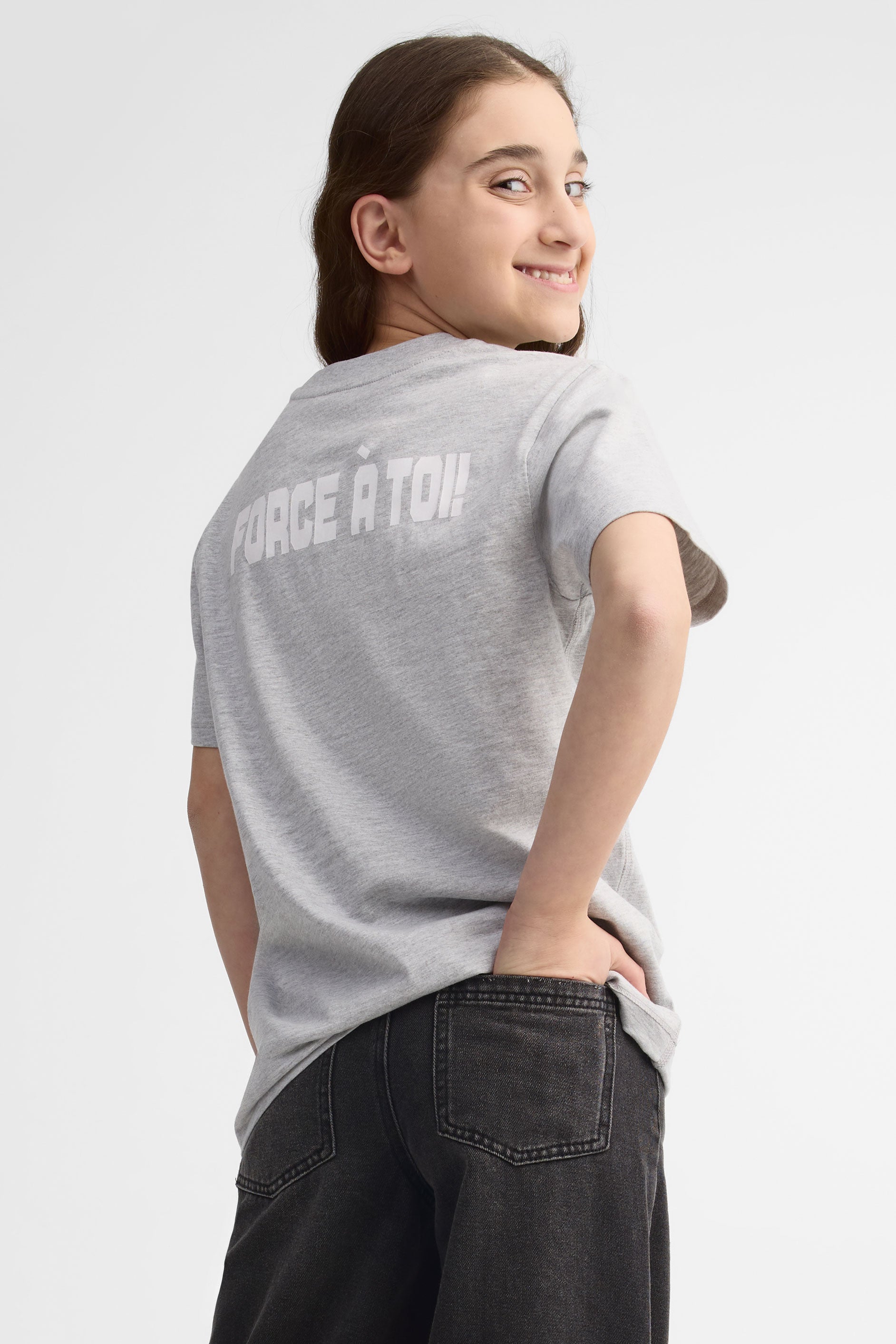 T-shirt col rond imprimé - Ado unisexe && GRIS MIXTE