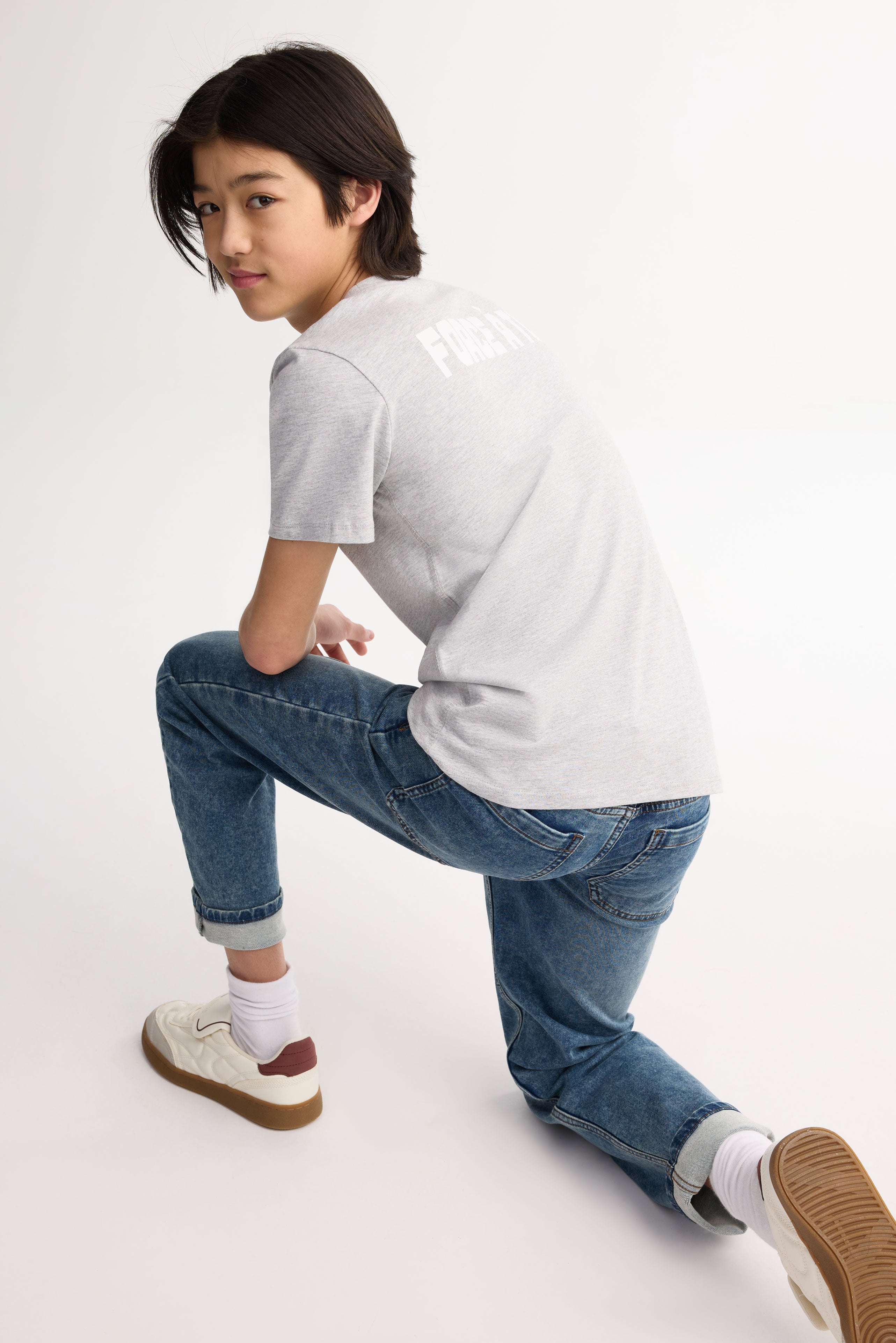 T-shirt col rond imprimé - Ado unisexe && GRIS MIXTE