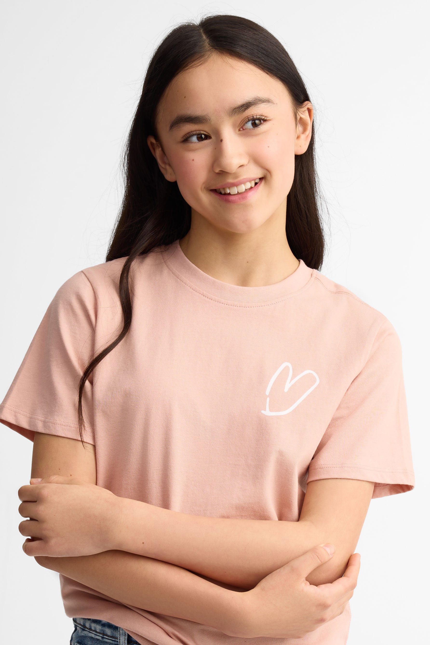 T-shirt col rond imprimé - Ado unisexe && VIEUX ROSE