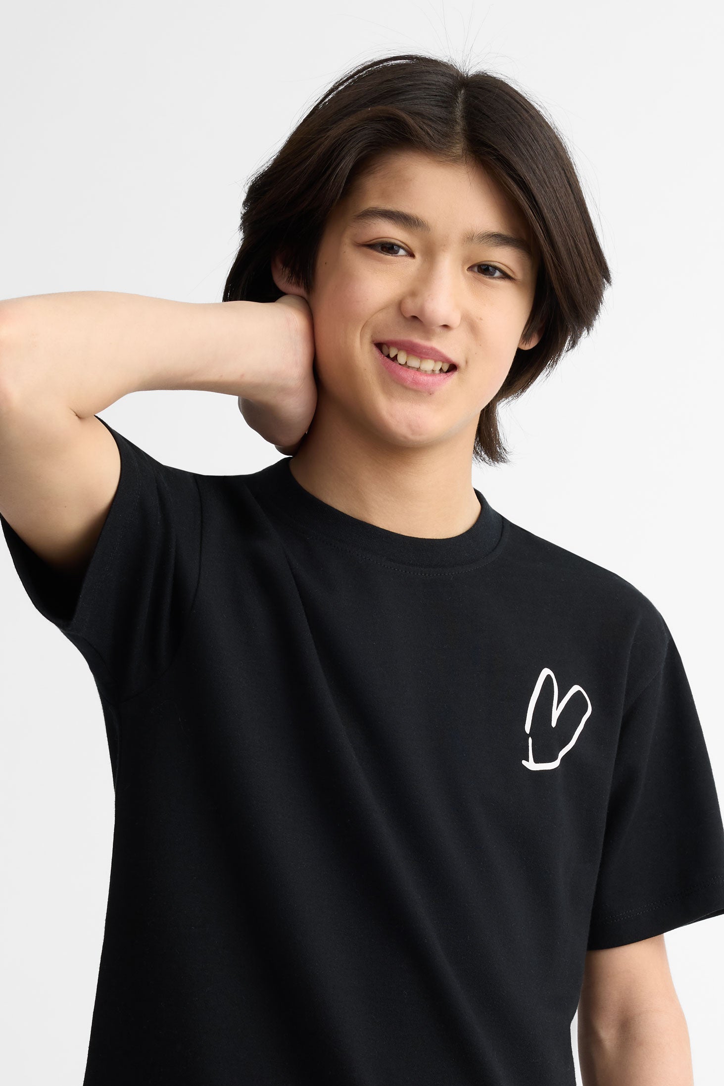 T-shirt col rond imprimé - Ado unisexe && NOIR