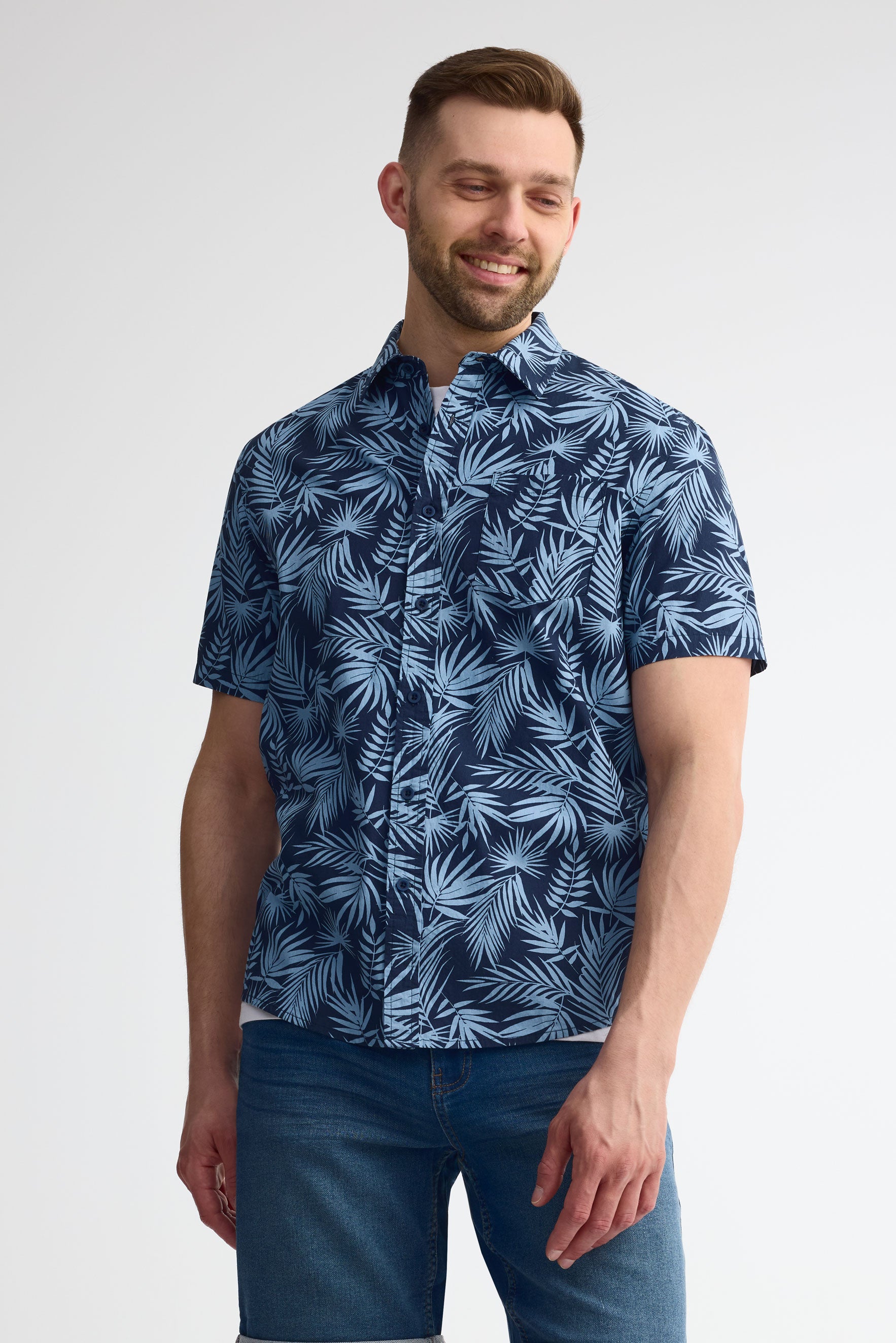 Chemise à manches courtes en coton - Homme && MARIN/MULTI