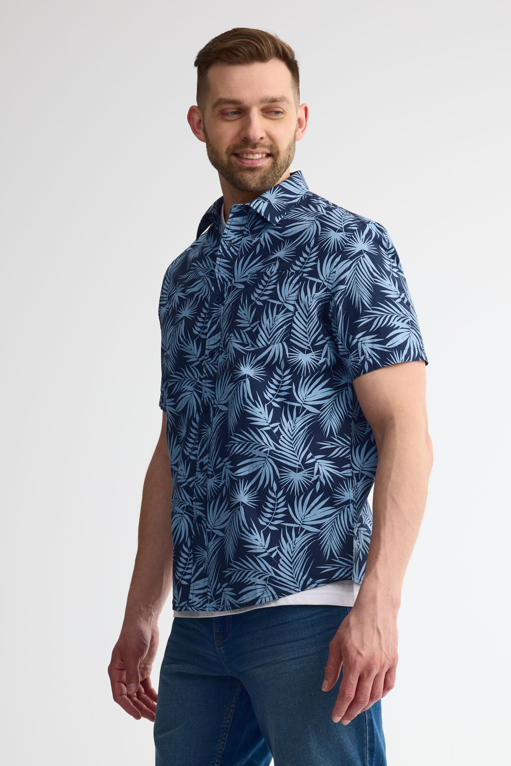 Chemise à manches courtes en coton - Homme && MARIN/MULTI