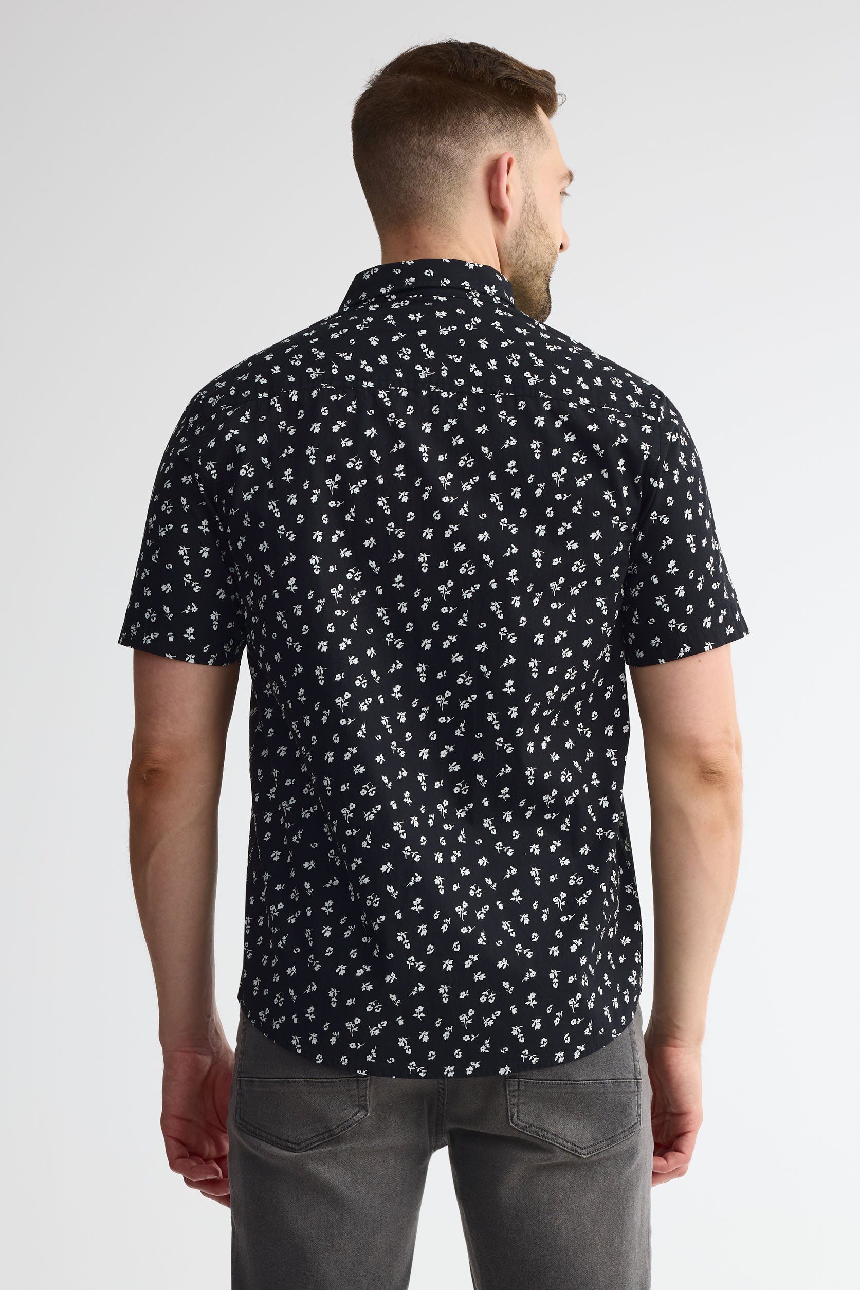 Chemise à manches courtes en coton - Homme && NOIR/MULTI