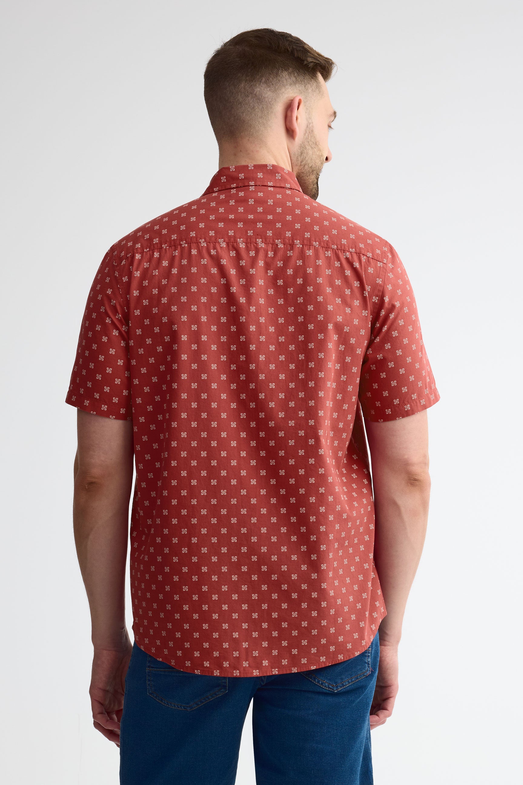 Chemise à manches courtes en coton - Homme && ROUGE/MULTI