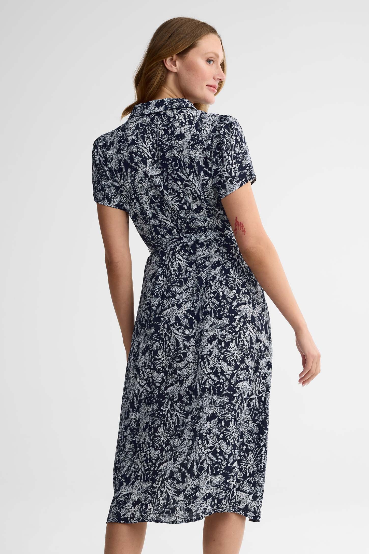 Robe chemisier à manches courtes – Femme && NOIR/MULTI