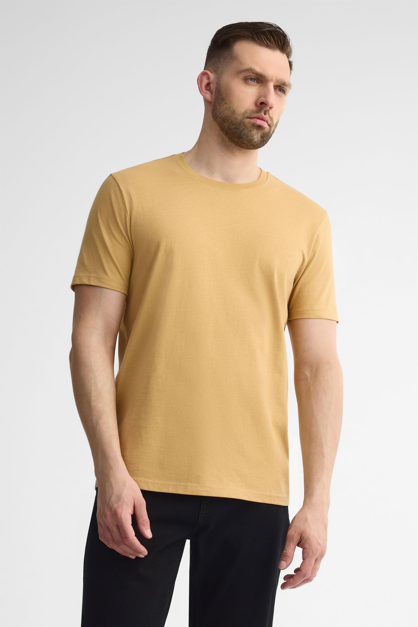 T-shirt col rond coton - Homme && OCRE
