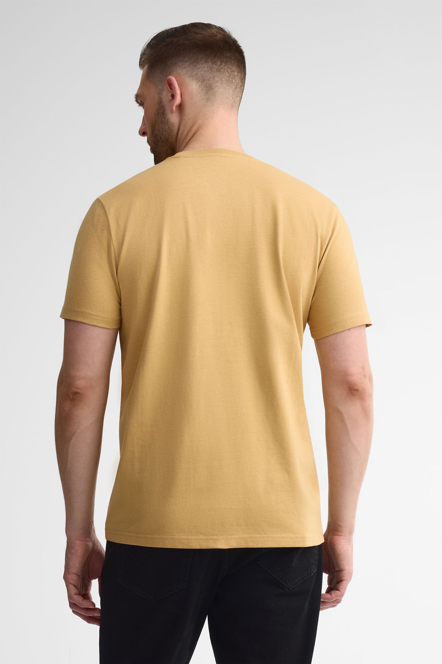 T-shirt col rond coton - Homme && OCRE