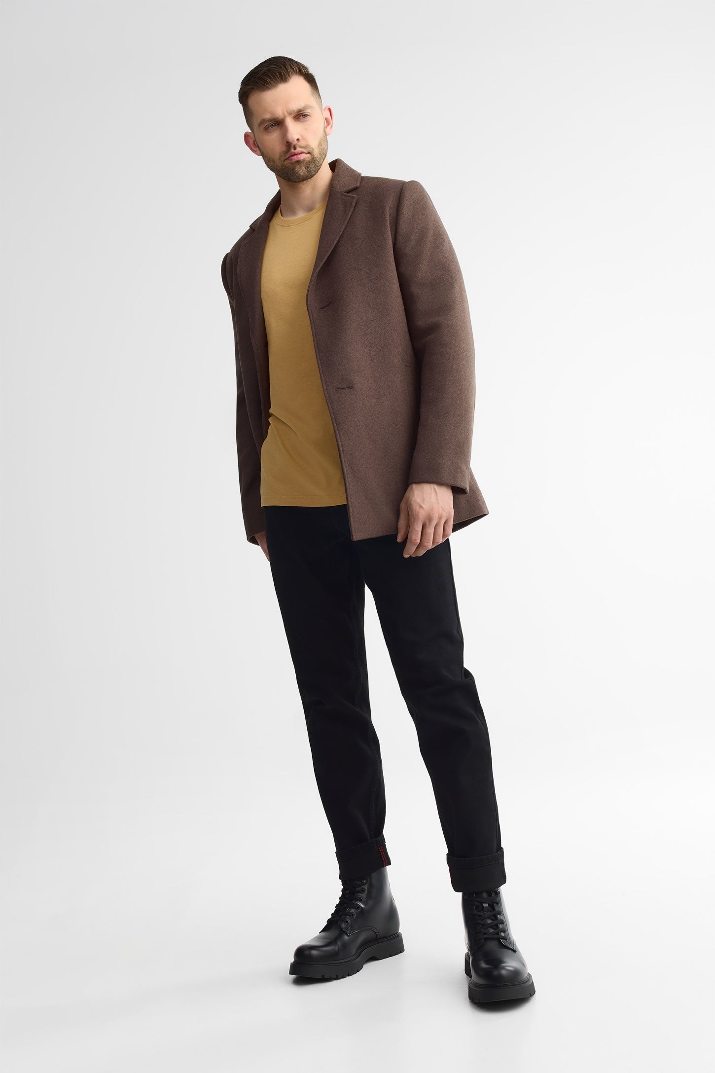 T-shirt col rond coton - Homme && OCRE