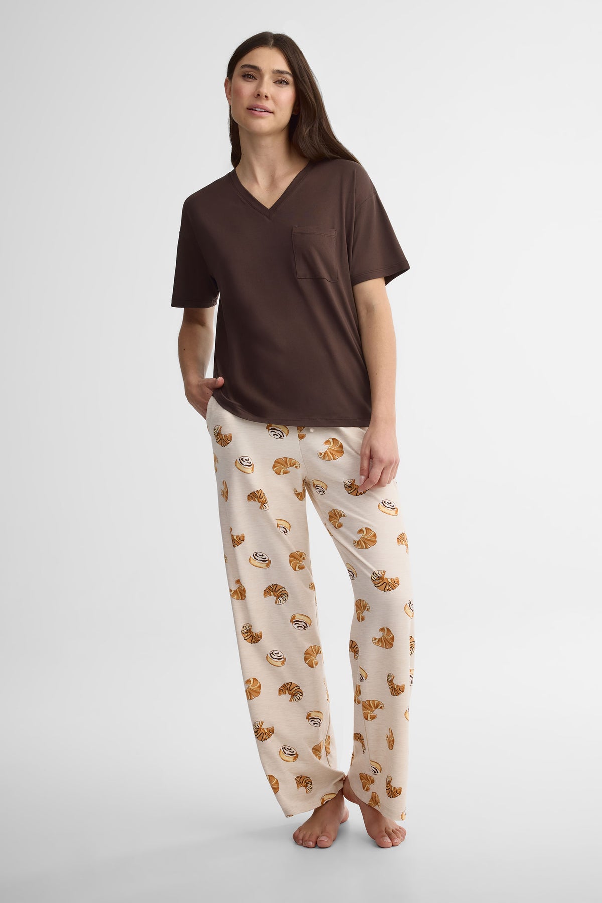T-shirt pyjama moss - Femme && BRUN FONCE