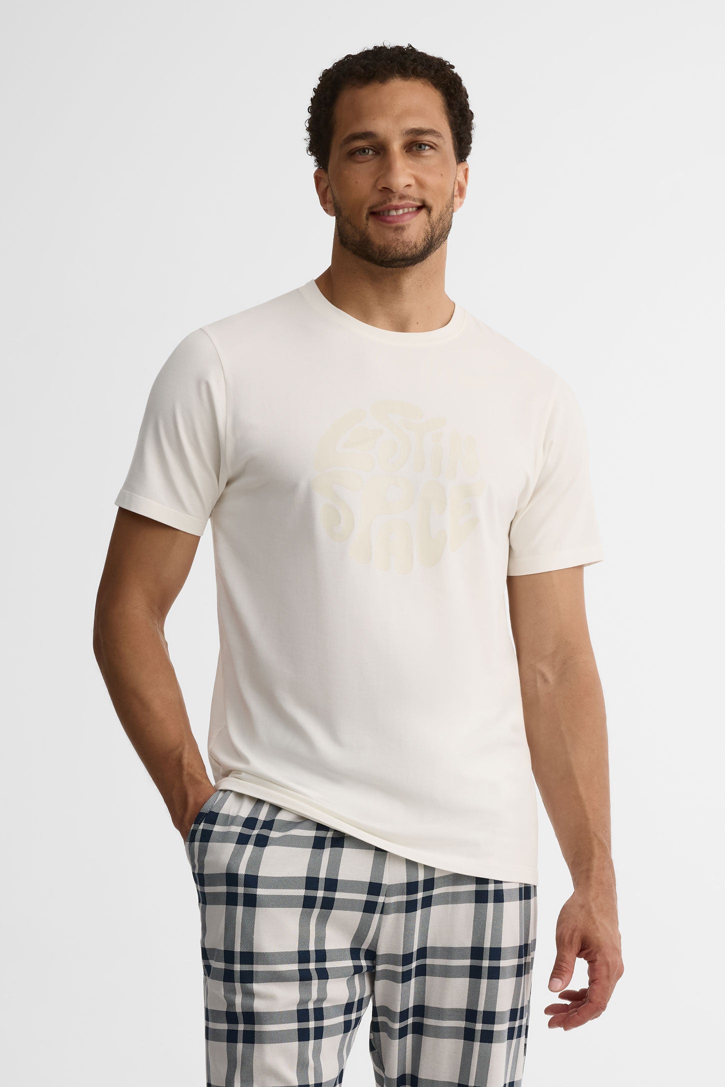 T-shirt pyjama modal, 2/40$ - Homme && BLANC CASSÉ