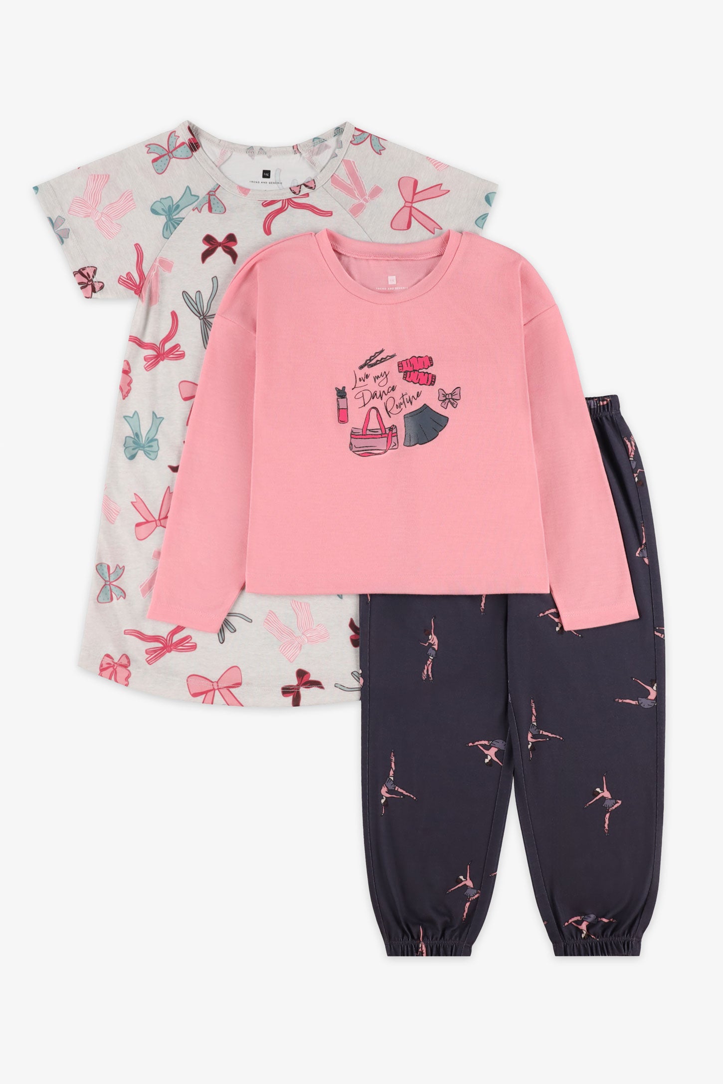 Pyjama 3-pièces imprimé - Enfant fille && ROSE