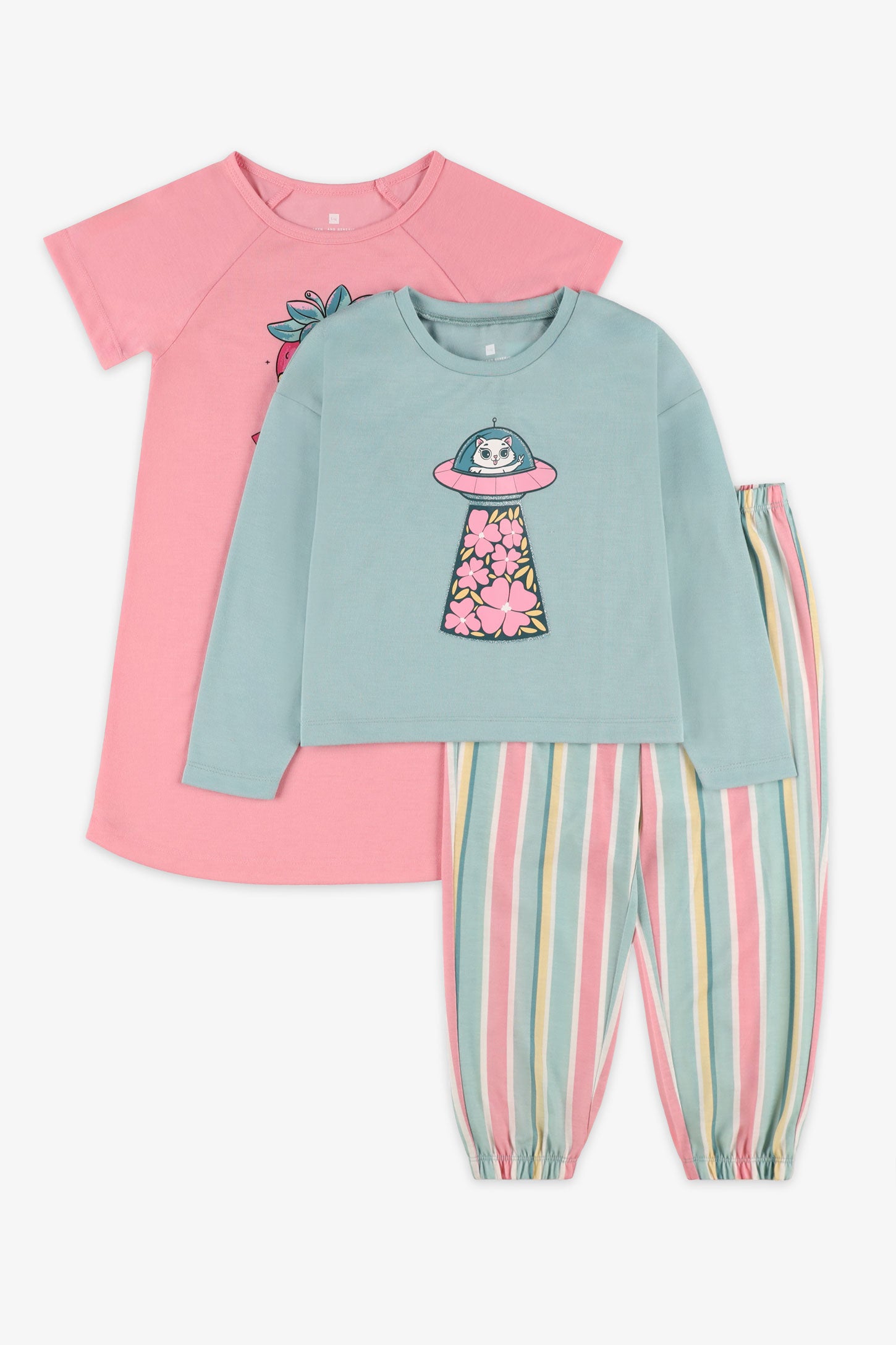 Pyjama 3-pièces imprimé - Enfant fille && AQUA