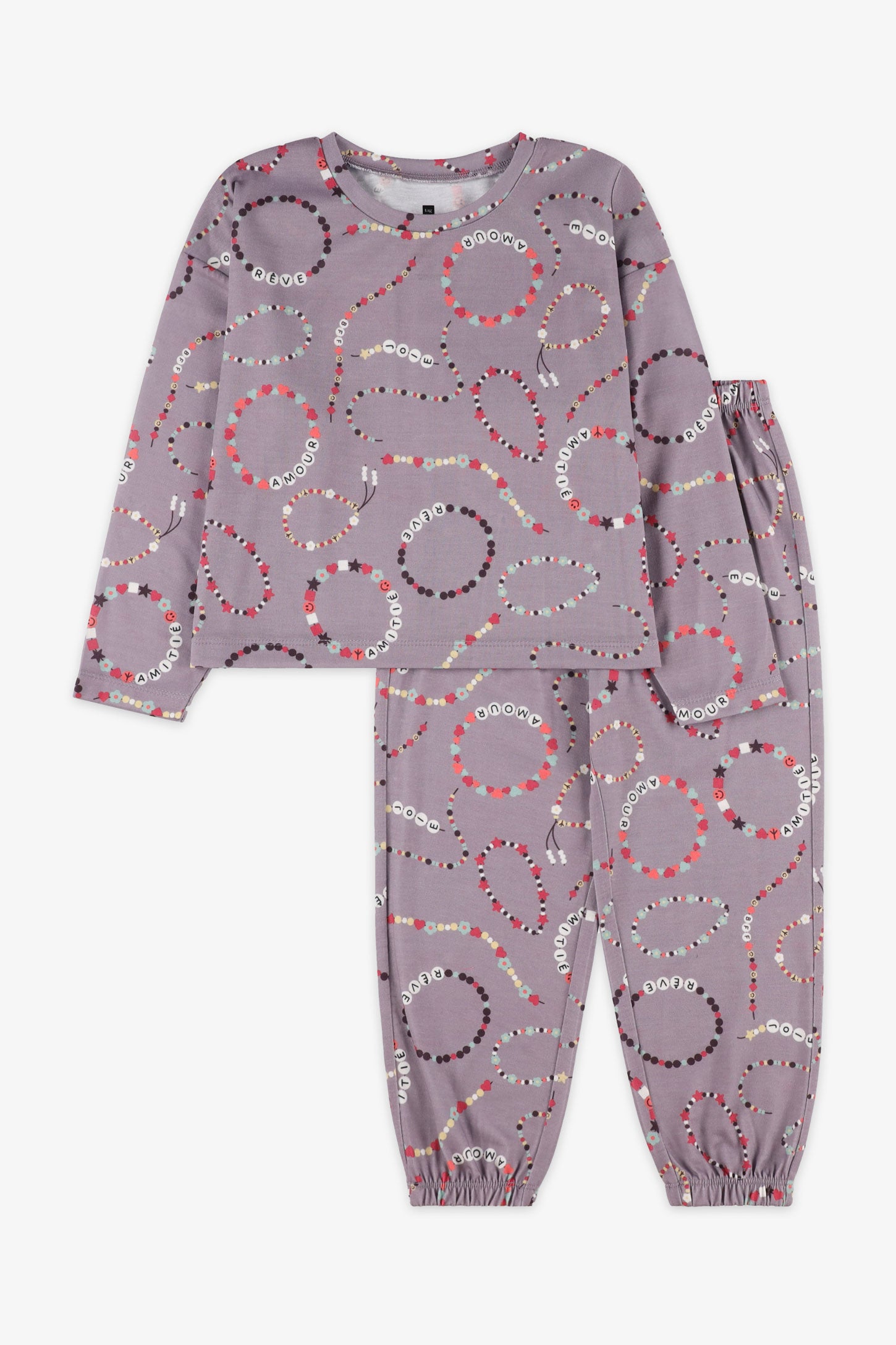 Pyjama 3-pièces imprimé - Enfant fille && MAUVE/MULTI