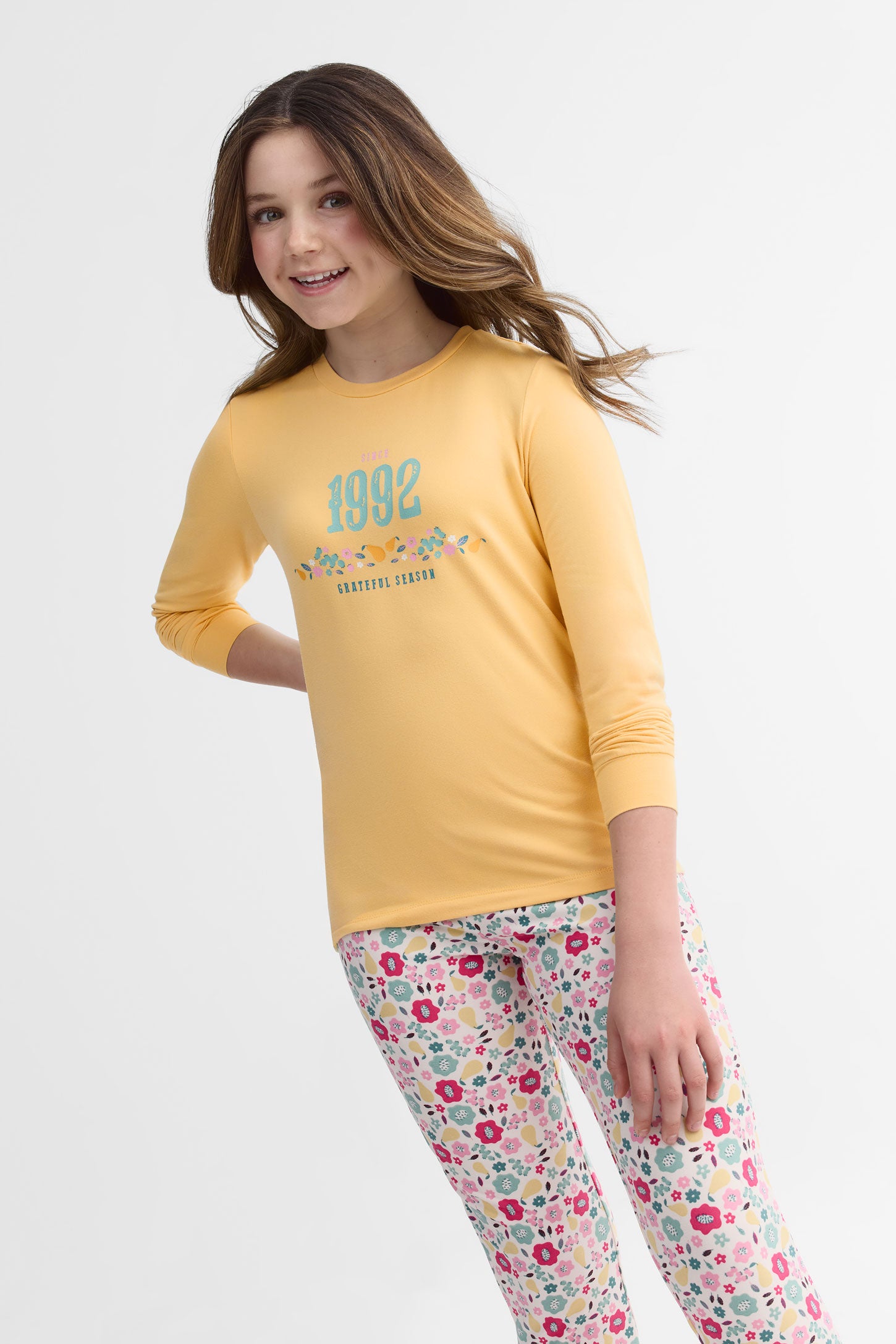 Pyjama 2 pièces imprimé - Ado fille 2/40$ && JAUNE