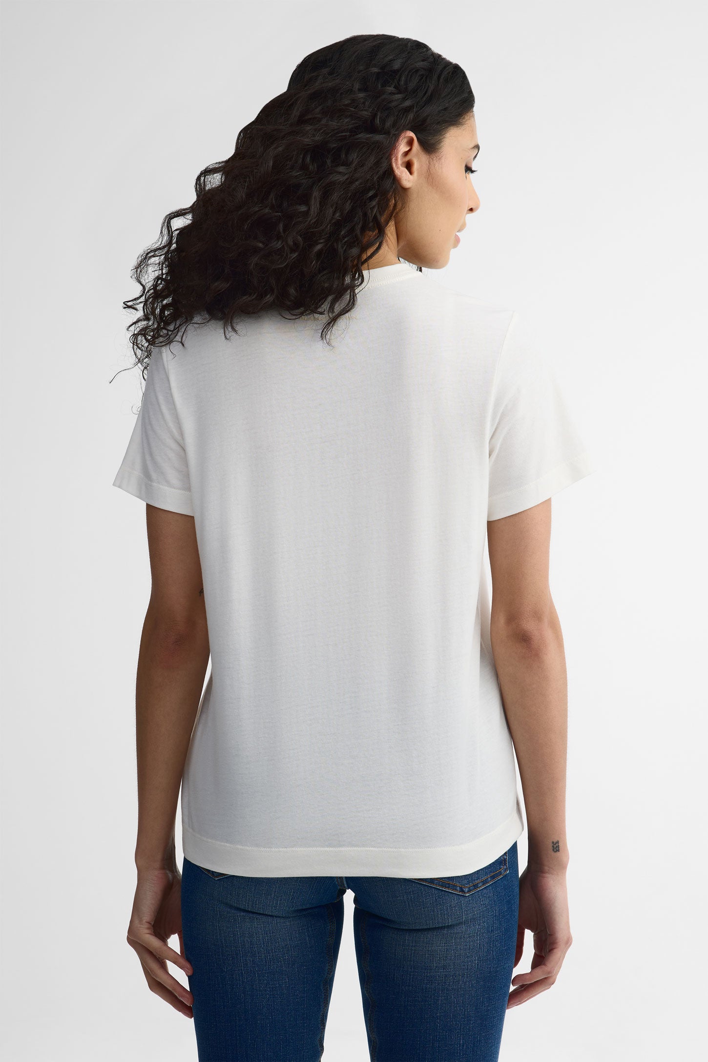 T-shirt col rond coton bio - Femme && BLANC CASSÉ