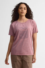 T-shirt col rond coupe semi-ajustée - Femme && MAUVE MIX