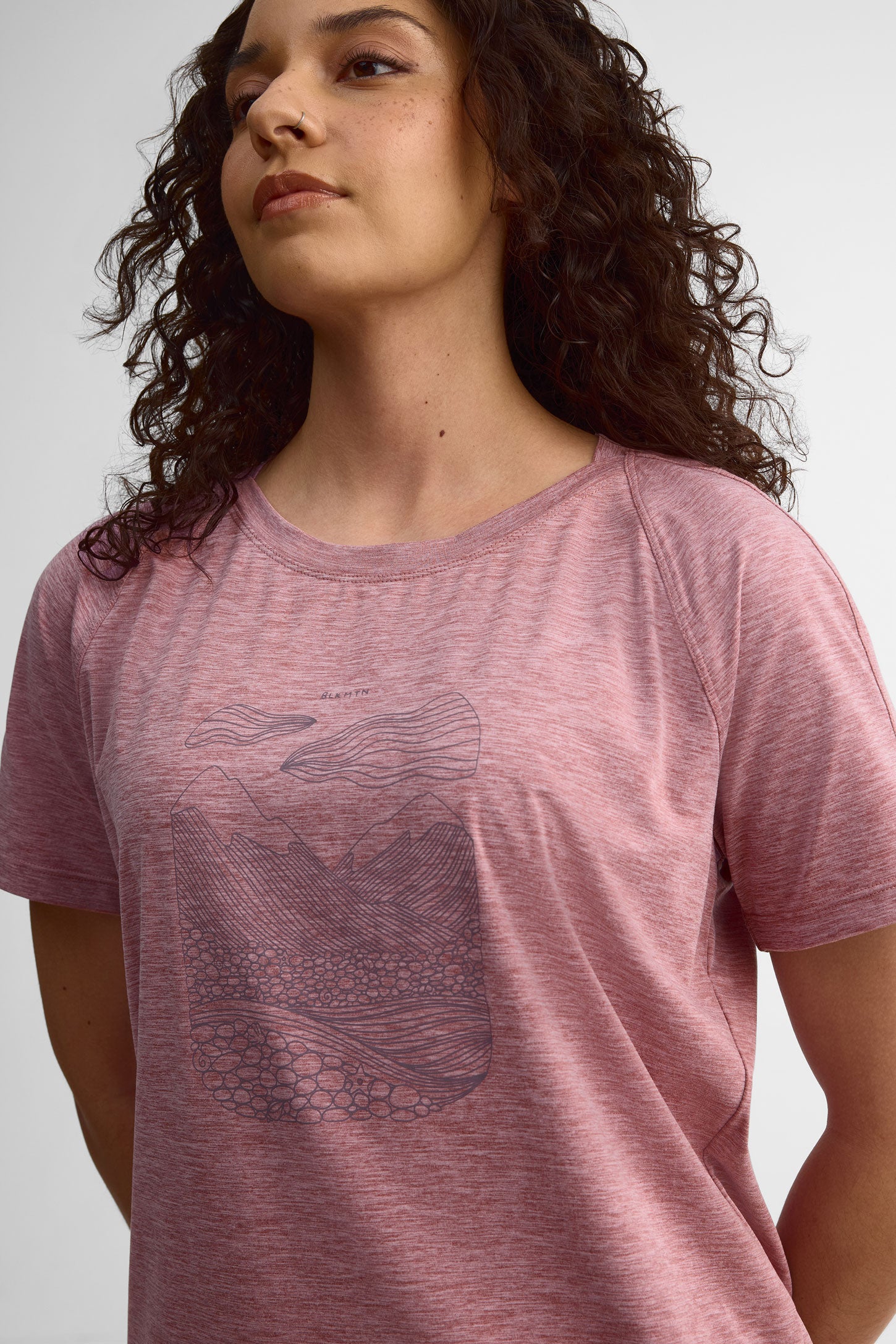 T-shirt col rond coupe semi-ajustée - Femme && MAUVE MIX