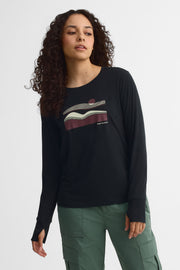 Chandail col rond manches longues Lyocell - Femme && NOIR