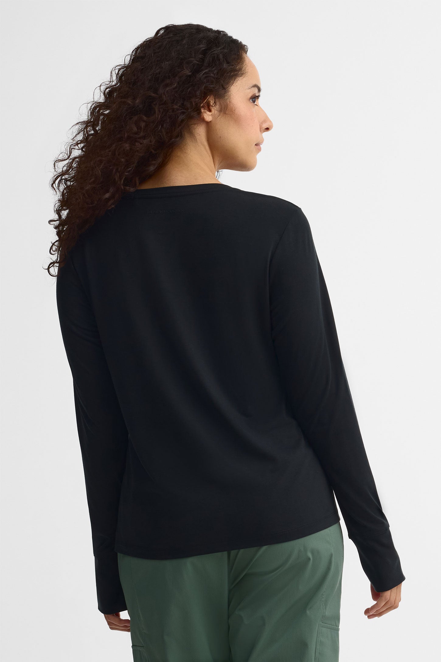 Chandail col rond manches longues Lyocell - Femme && NOIR