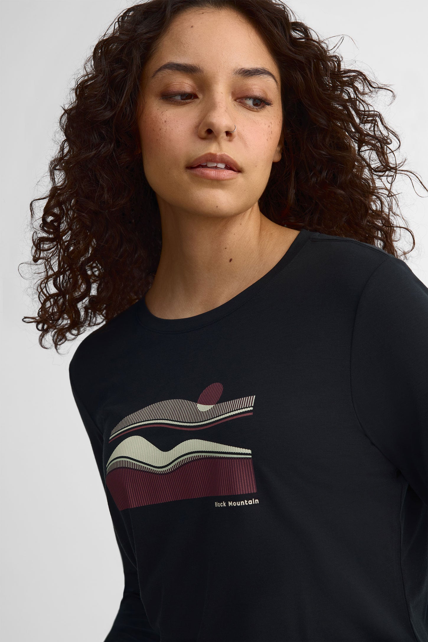 Chandail col rond manches longues Lyocell - Femme && NOIR
