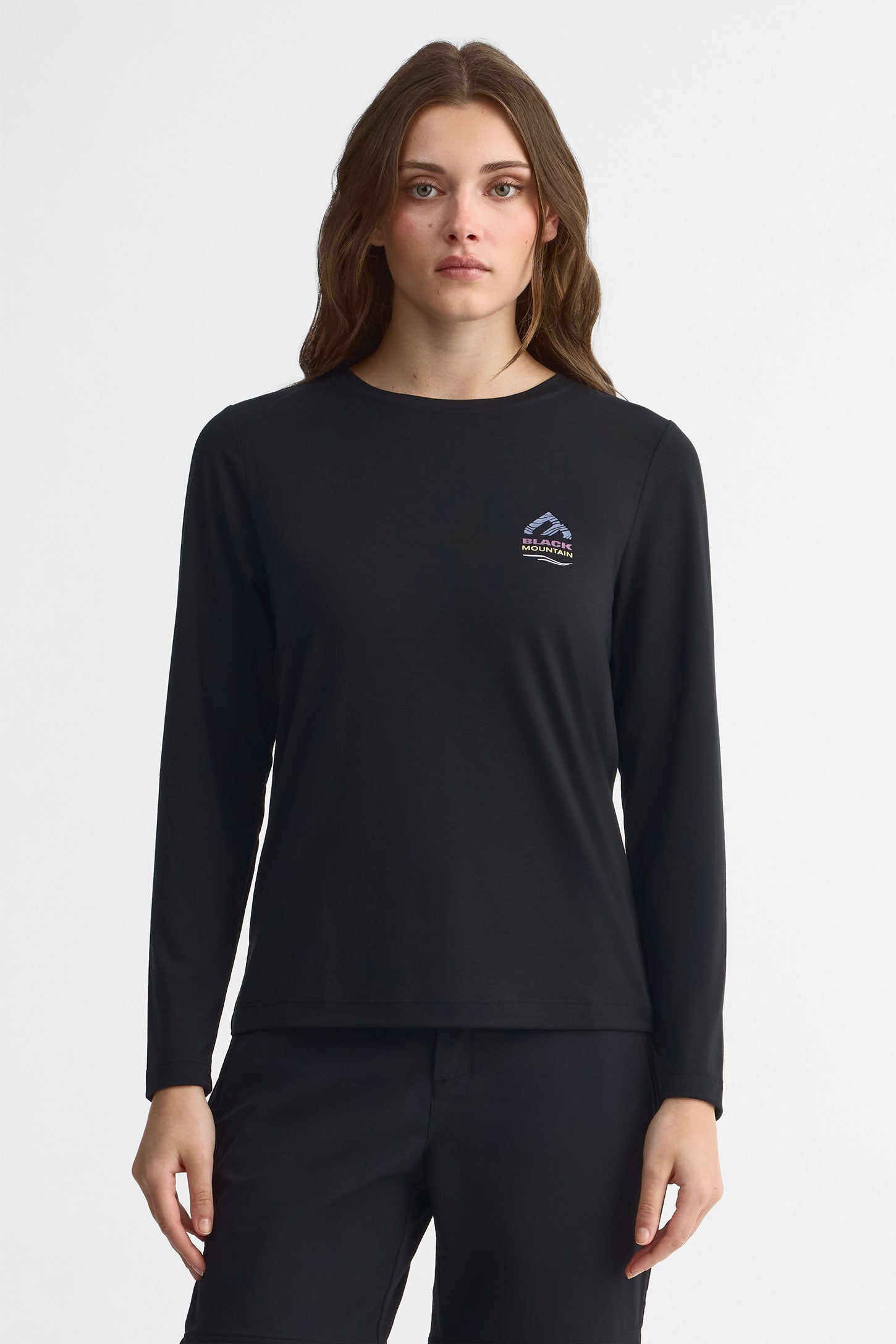 Chandail col rond manches longue tricot - Femme && NOIR