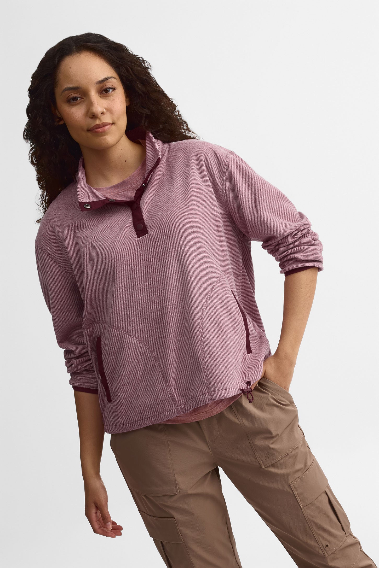 Chandail col montant micro polaire - Femme && MAUVE/MULTI