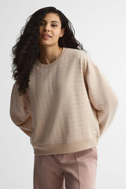 Chandail col rond matelassé lyocell - Femme && BEIGE