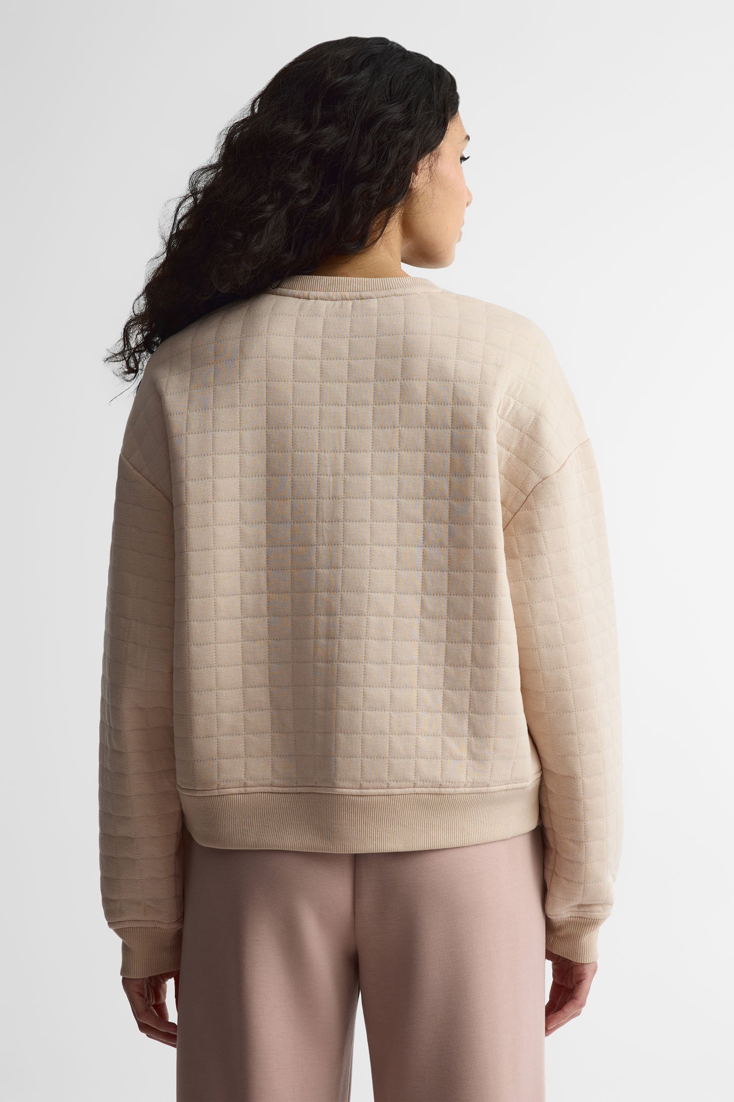 Chandail col rond matelassé lyocell - Femme && BEIGE