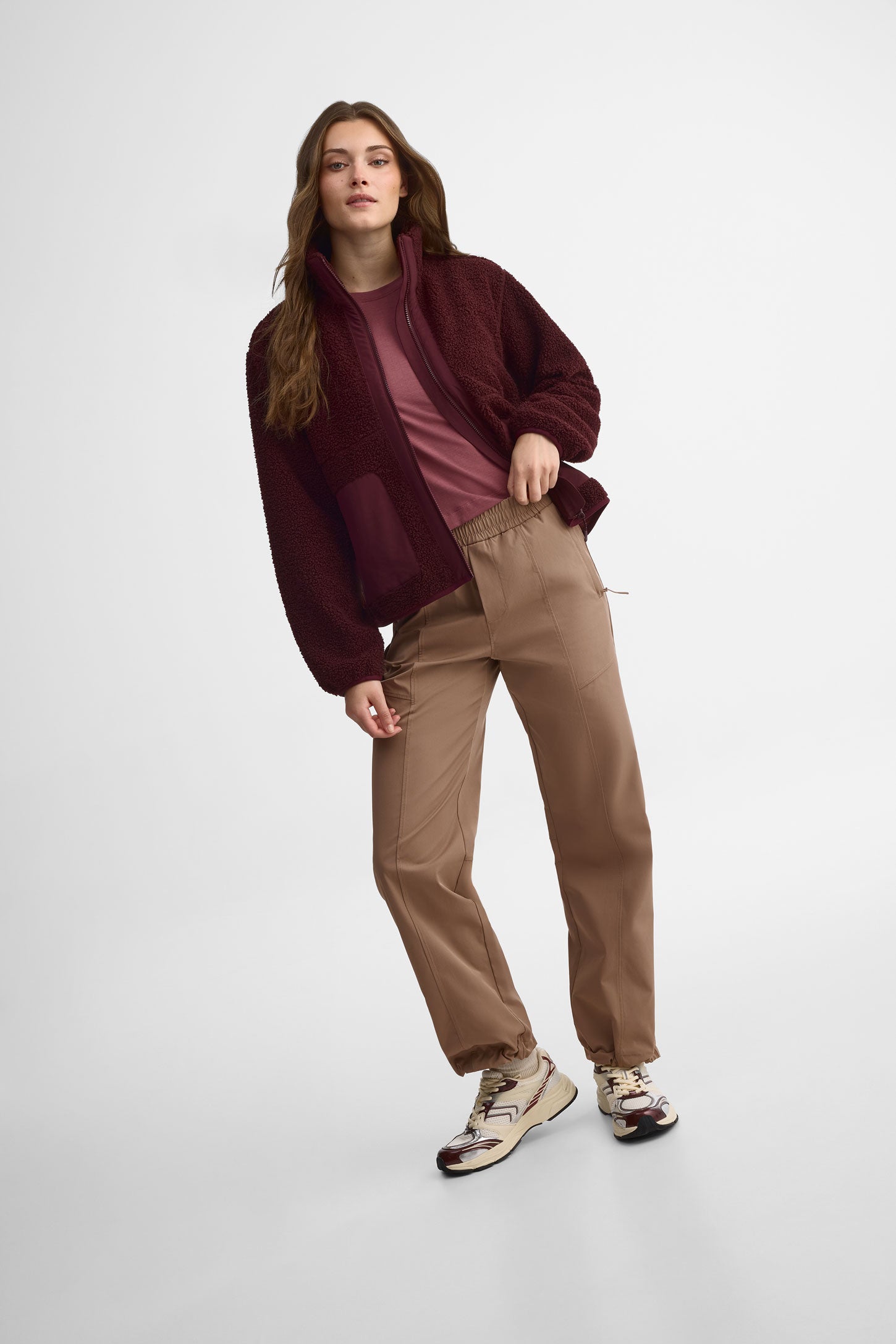 Veste en sherpa - Femme && ROUGE VIN