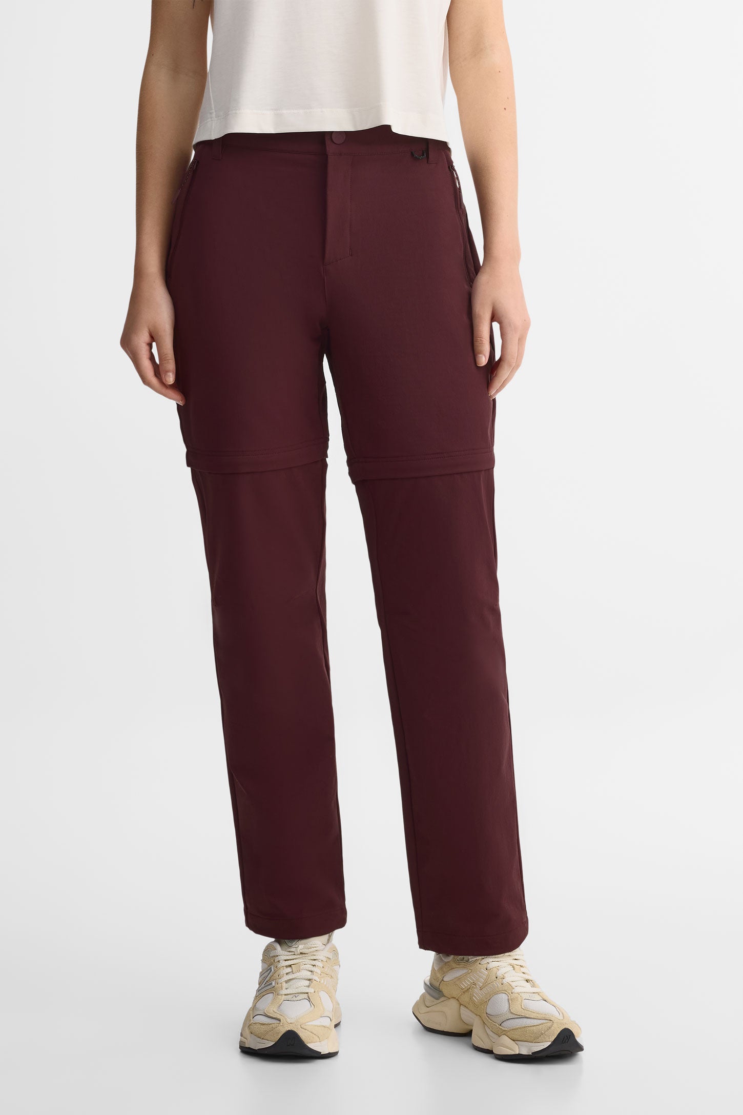 Pantalon convertible extensible 4 sens - Femme && ROUGE VIN