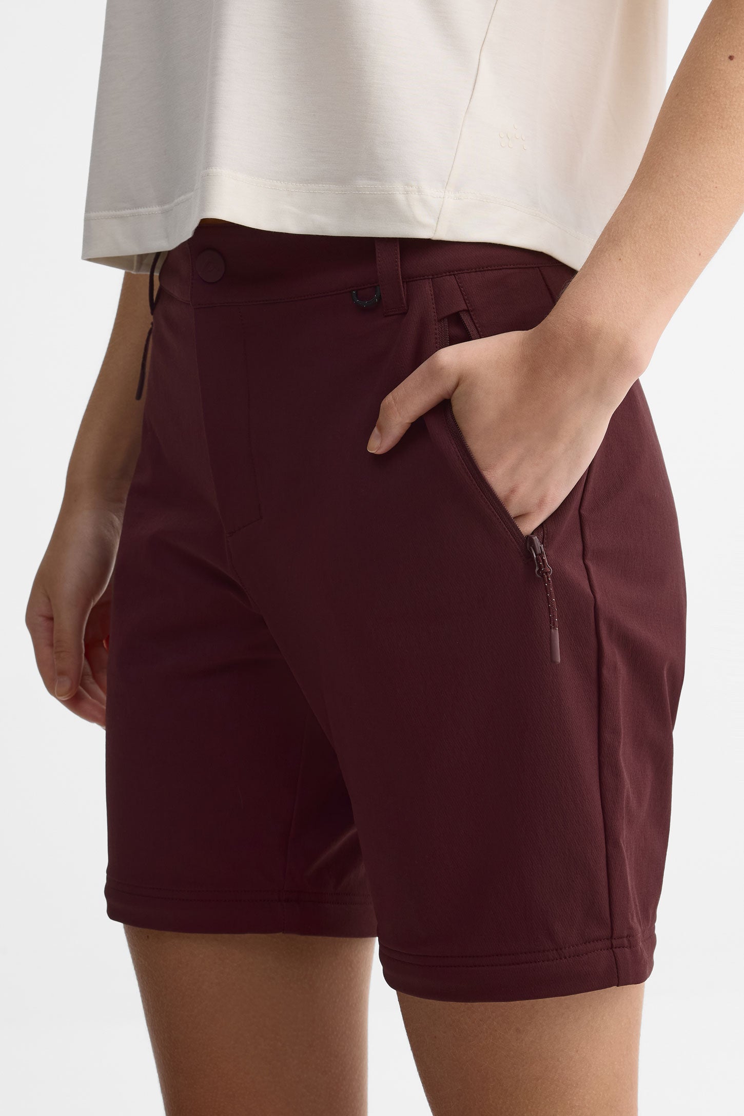 Pantalon convertible extensible 4 sens - Femme && ROUGE VIN