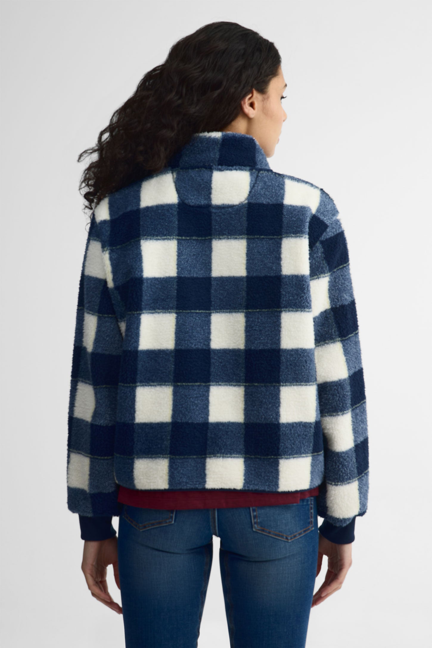 Chandail col montant demi fermeture éclair sherpa - Women && JAUNE/MULTI