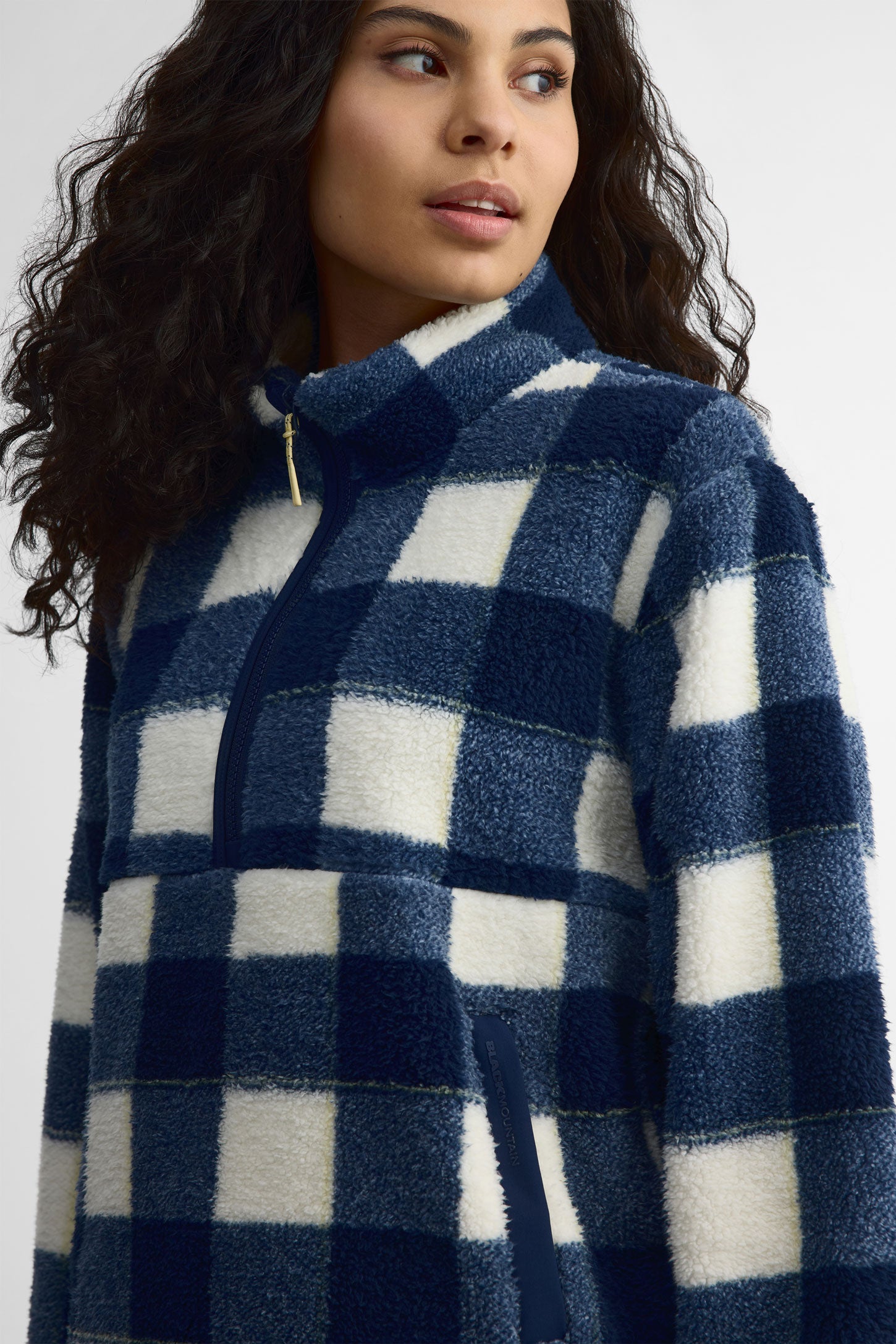 Chandail col montant demi fermeture éclair sherpa - Women && JAUNE/MULTI