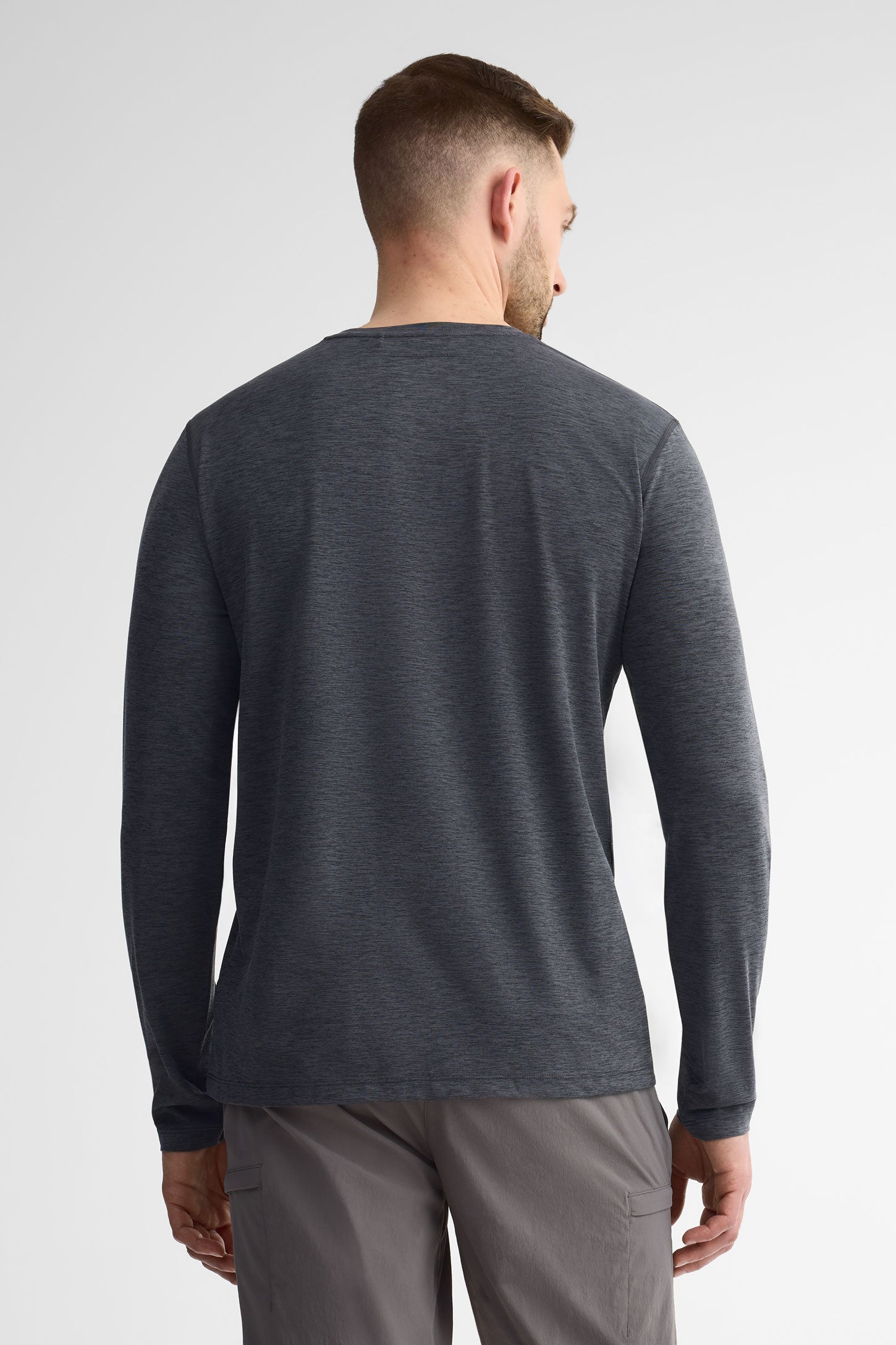 Chandail col rond manches longues - Homme && CHARBON MIXTE