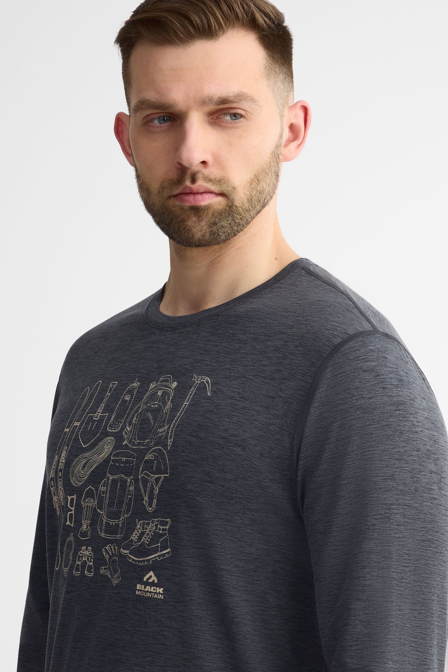 Chandail col rond manches longues - Homme && CHARBON MIXTE