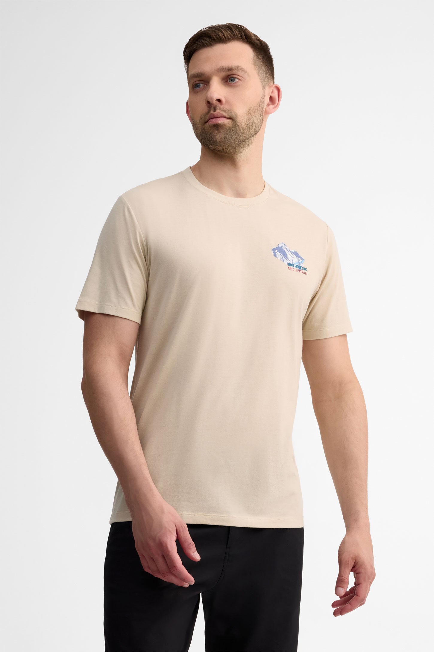 T-shirt col rond semi-ajusté coton bio - Homme && BEIGE