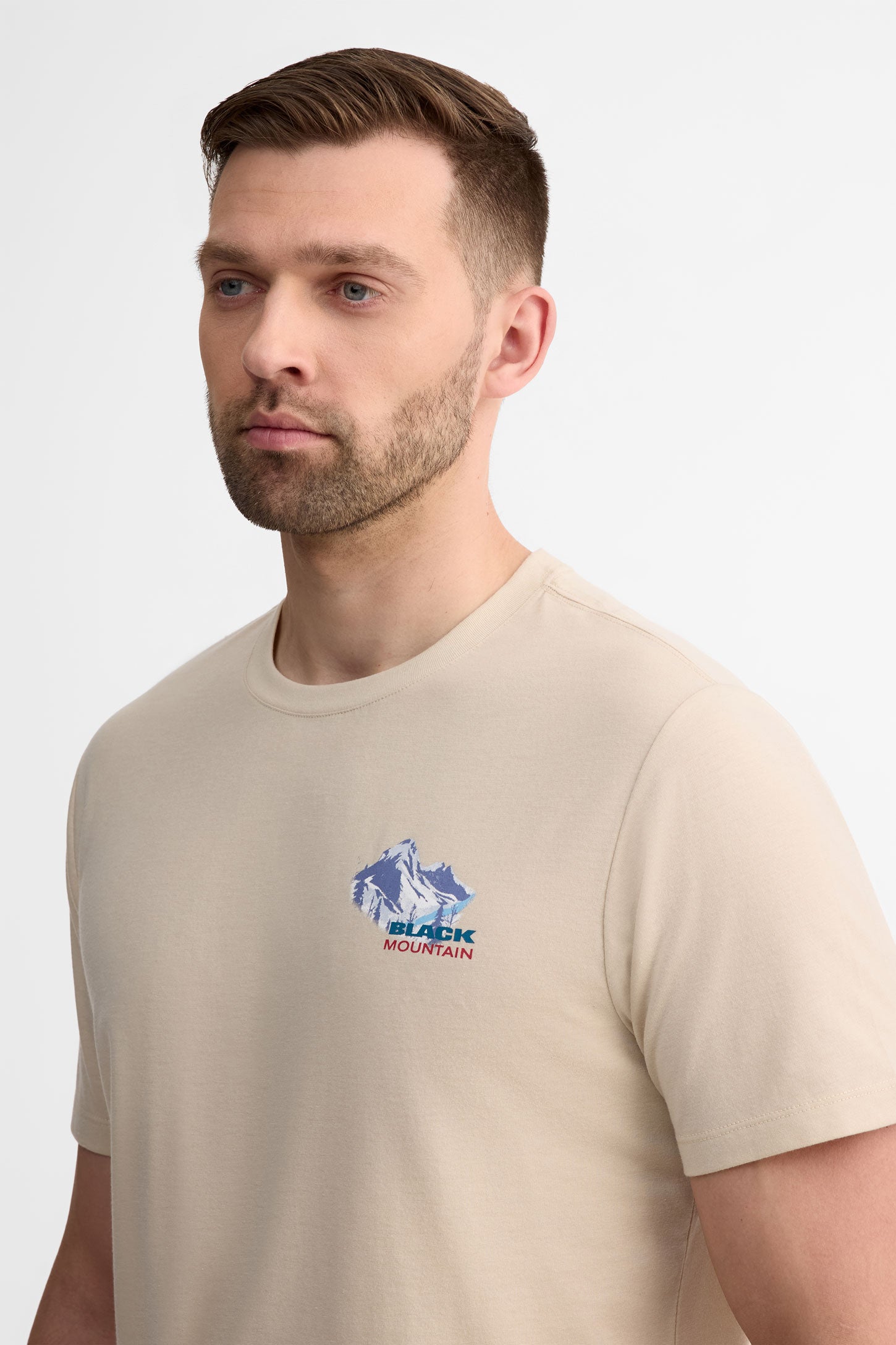 T-shirt col rond semi-ajusté coton bio - Homme && BEIGE