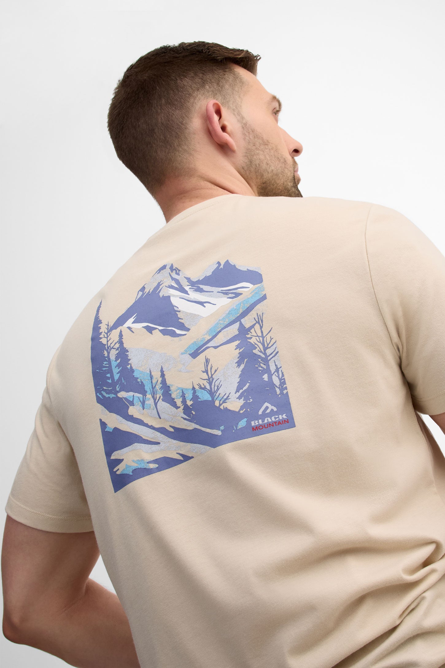 T-shirt col rond semi-ajusté coton bio - Homme && BEIGE