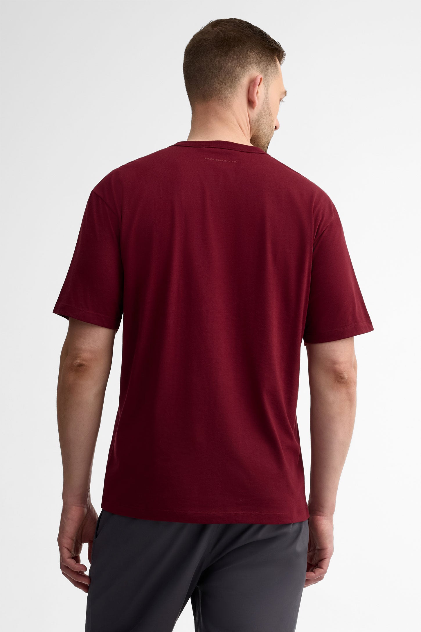 T-shirt col rond semi-ajusté coton bio - Homme && BOURGOGNE
