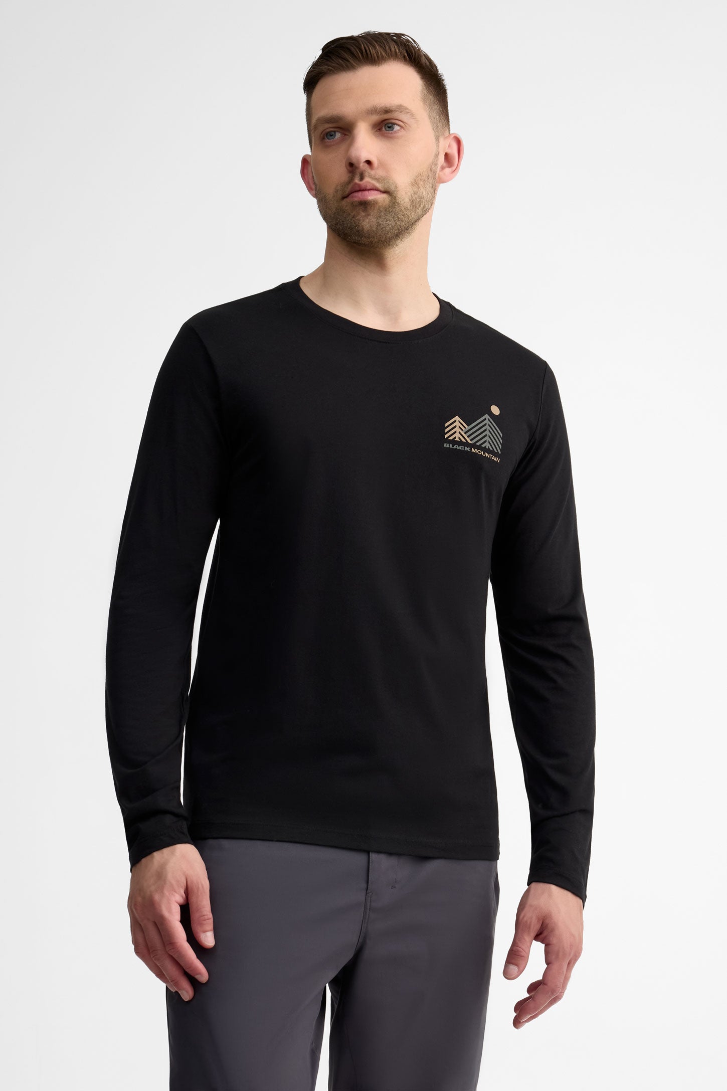 Chandail col rond manches longues coton bio - Homme && NOIR