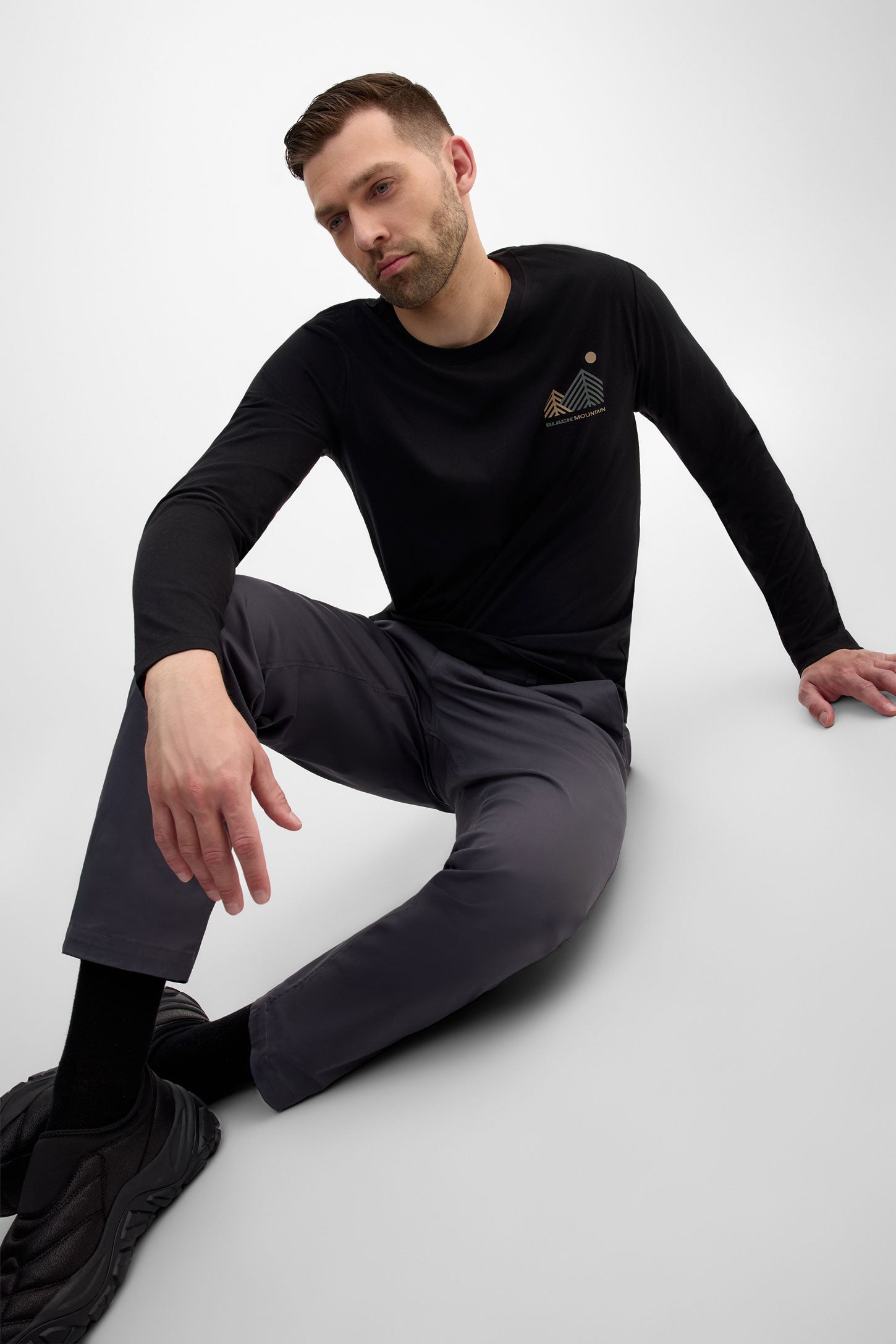 Chandail col rond manches longues coton bio - Homme && NOIR